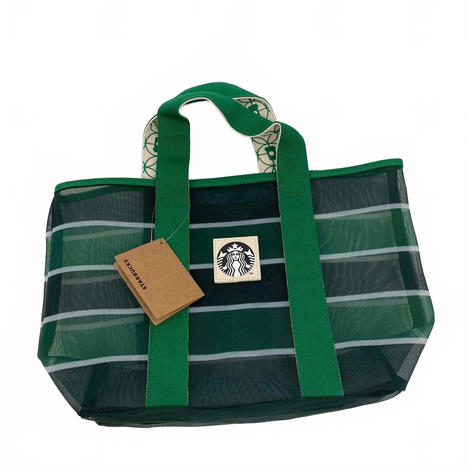 Starbucks Green Striped Tote Bag