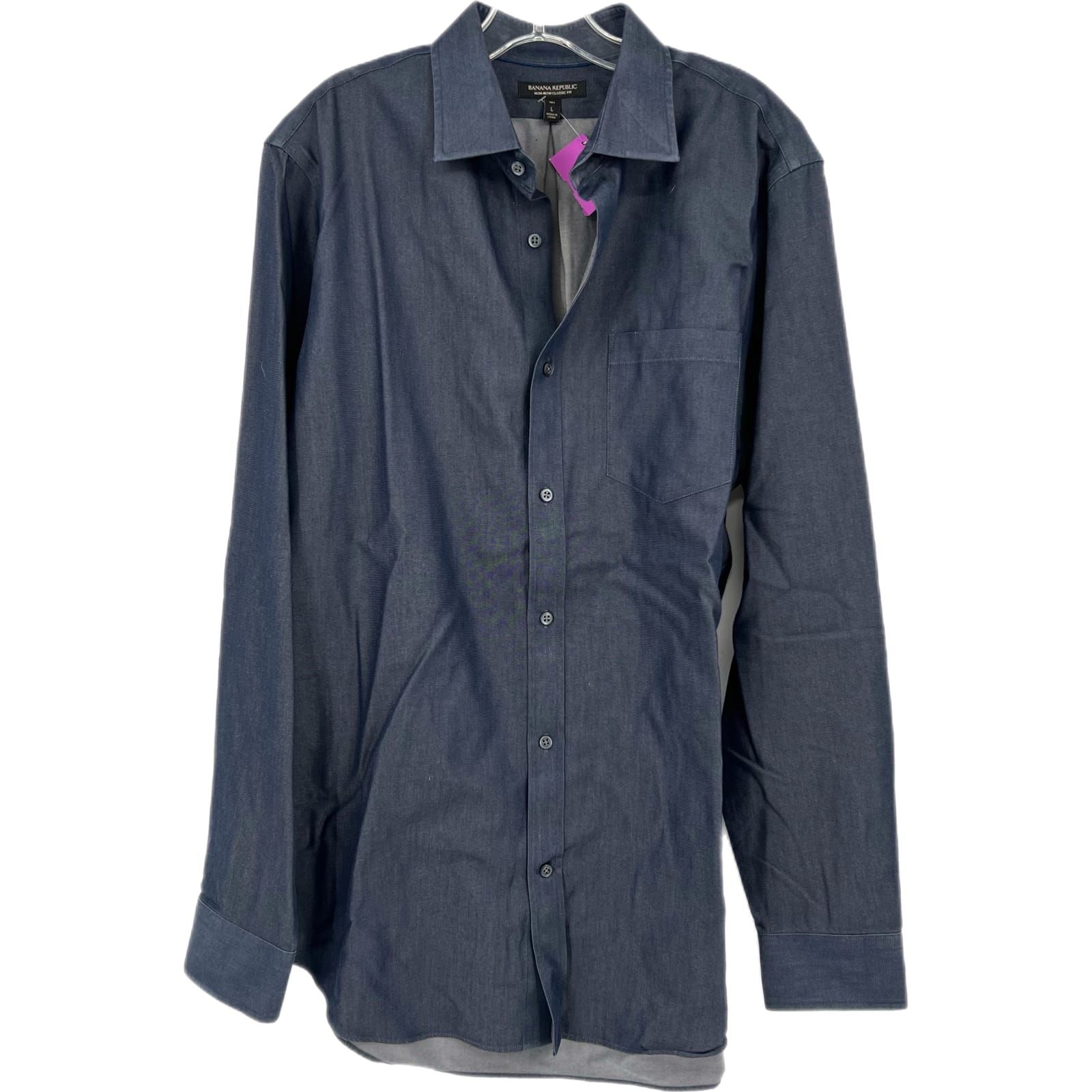 Banana Republic Blue Cotton Long Sleeve Button-Up Shirt
