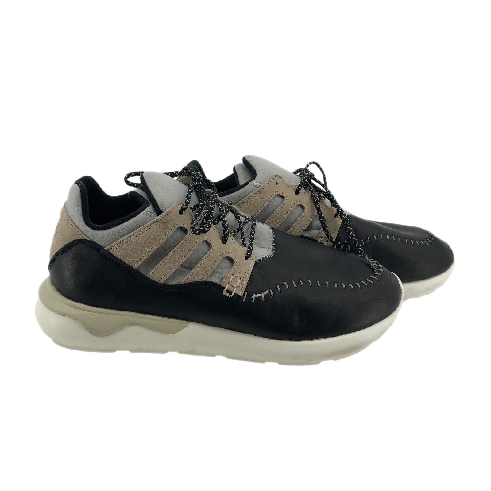 Adidas Black & Cream Leather Athletic Shoes