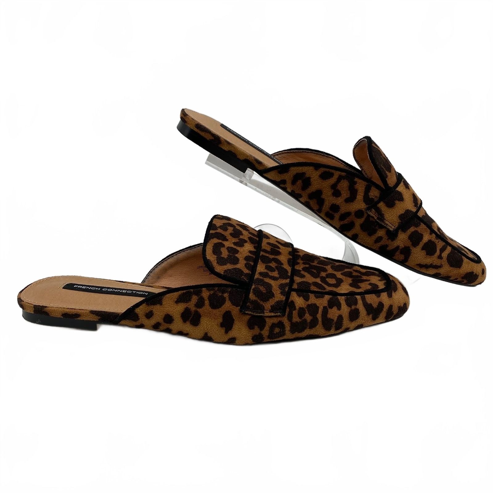 French Connection Brown Black Shoes Leopard Print Mules