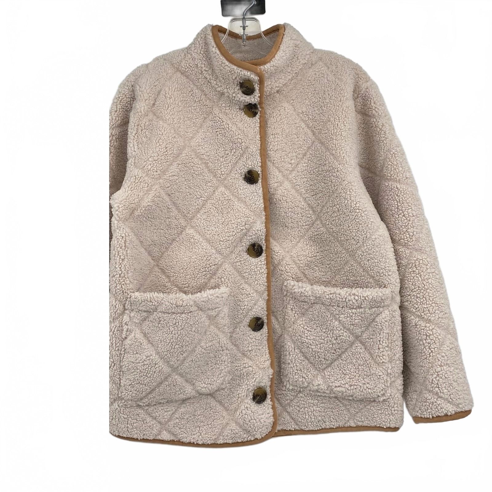 Lauren Ralph Lauren Cream Tan Teddy Jacket Quilted Sherpa
