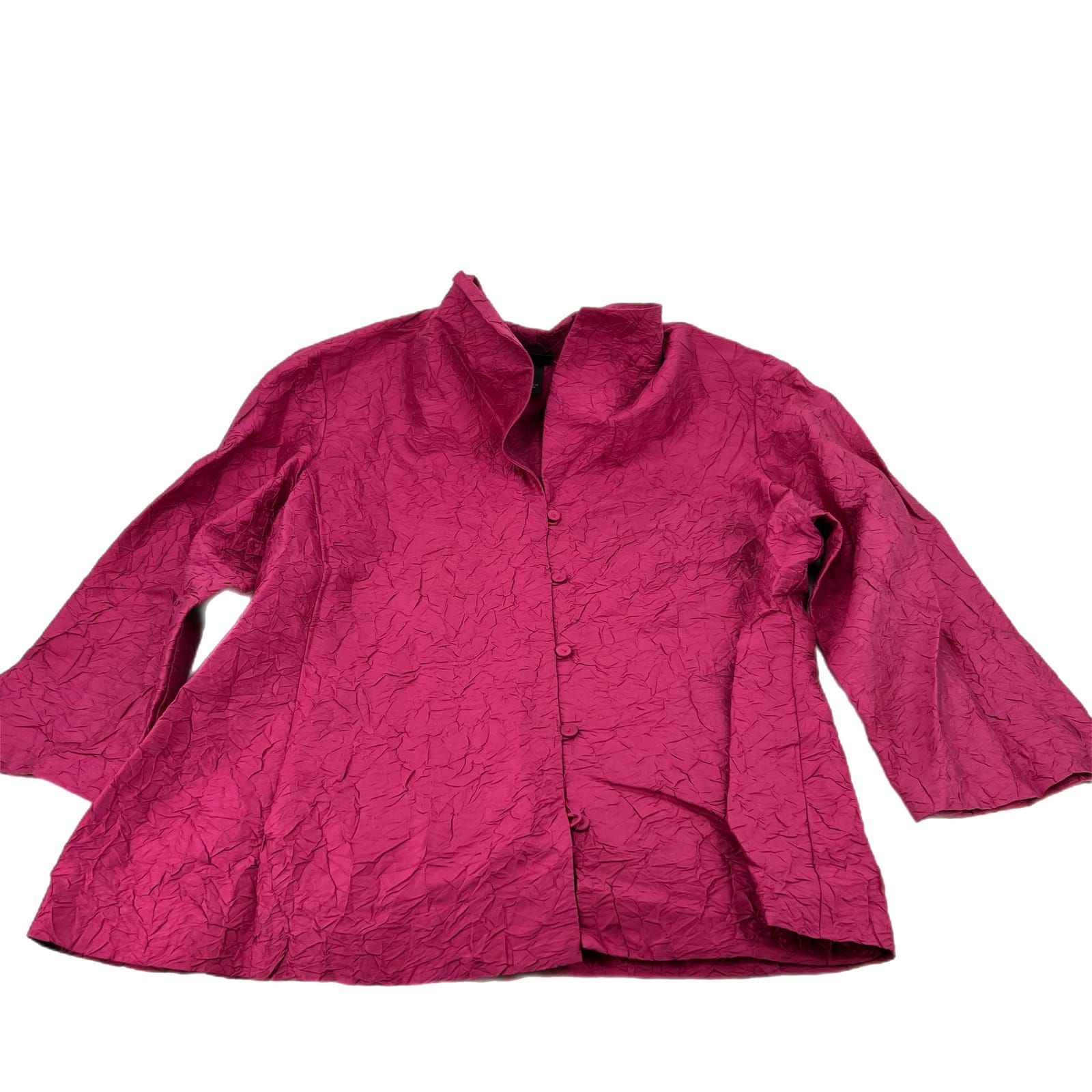 Eileen Fisher Pink Textured Silk Button-Up Blazer