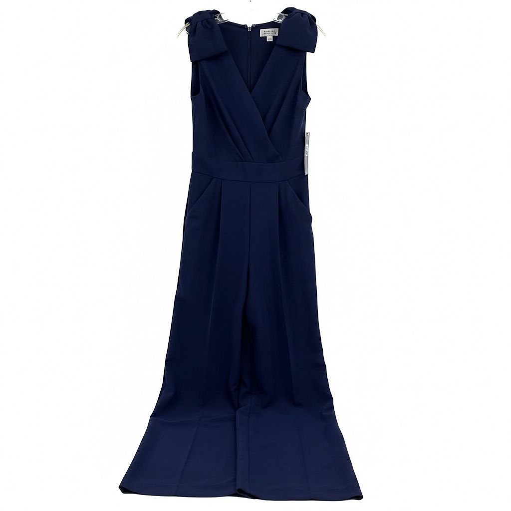 Tahari Blue Bow Accent Sleeveless Jumpsuit