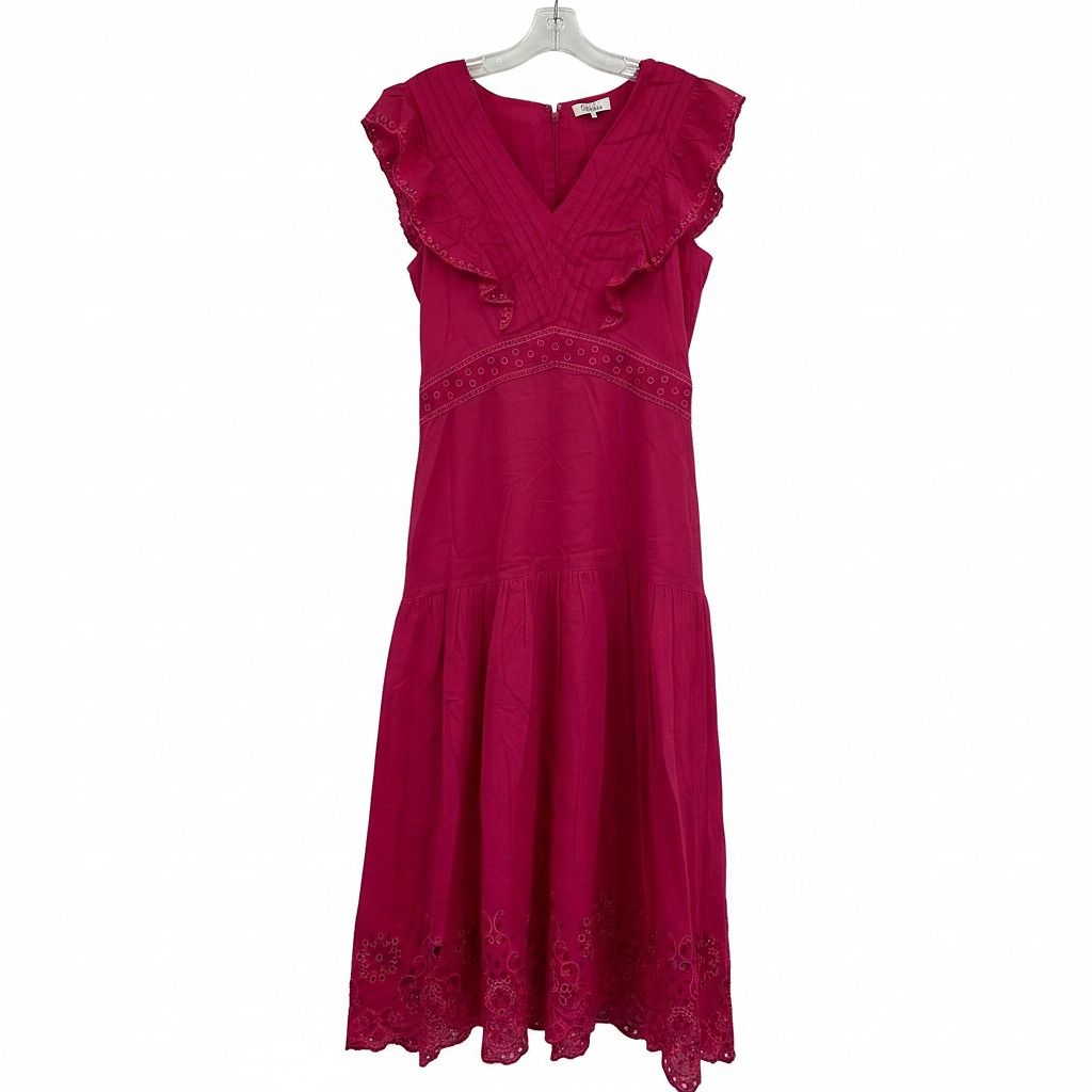 Parker Pink Barbados Eyelet Trim Midi Dress