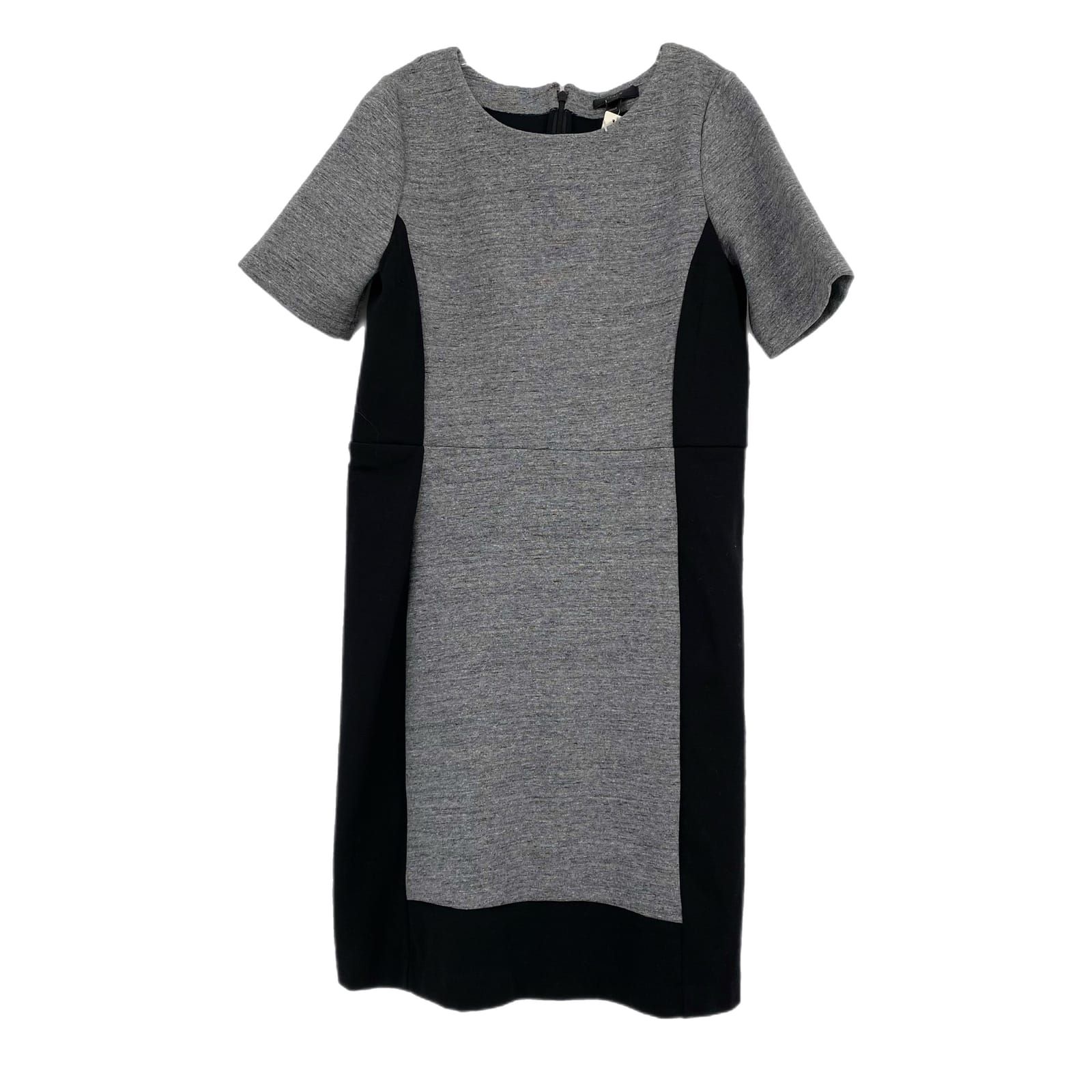 J. Crew Black & Gray Short Sleeve Midi Dress