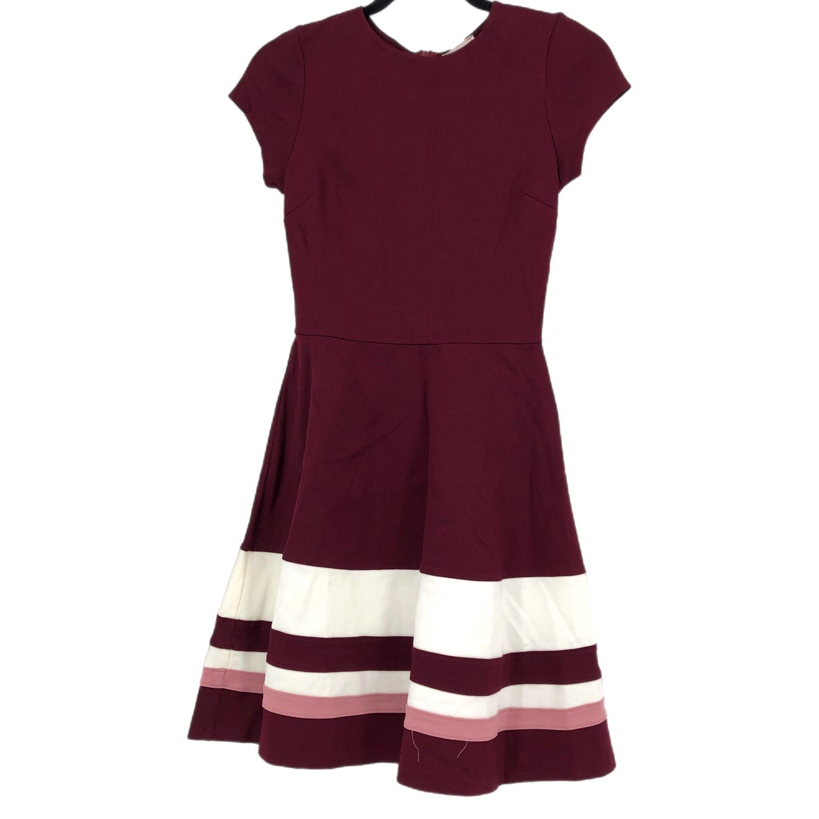 Love...ady Purple & White Classic Fit & Flare Dress