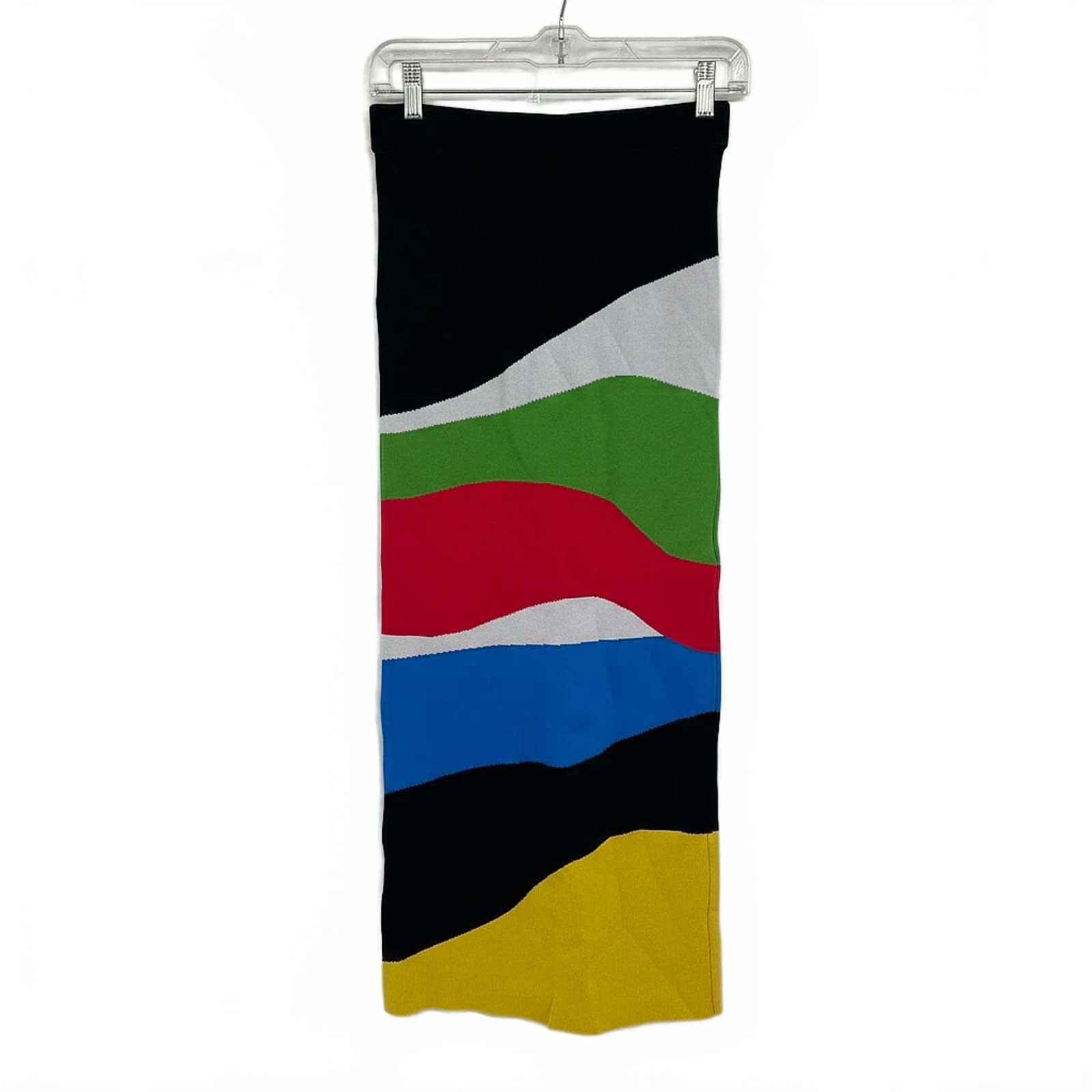 STAUD Black & Yellow Colorblock Midi Skirt