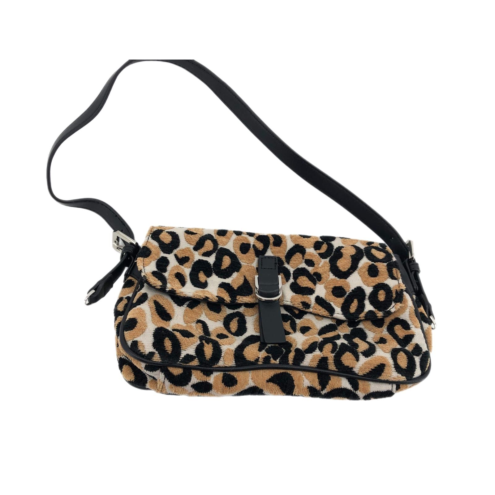 Topshop Black & Brown Animal Print Top Handle Mini Bag