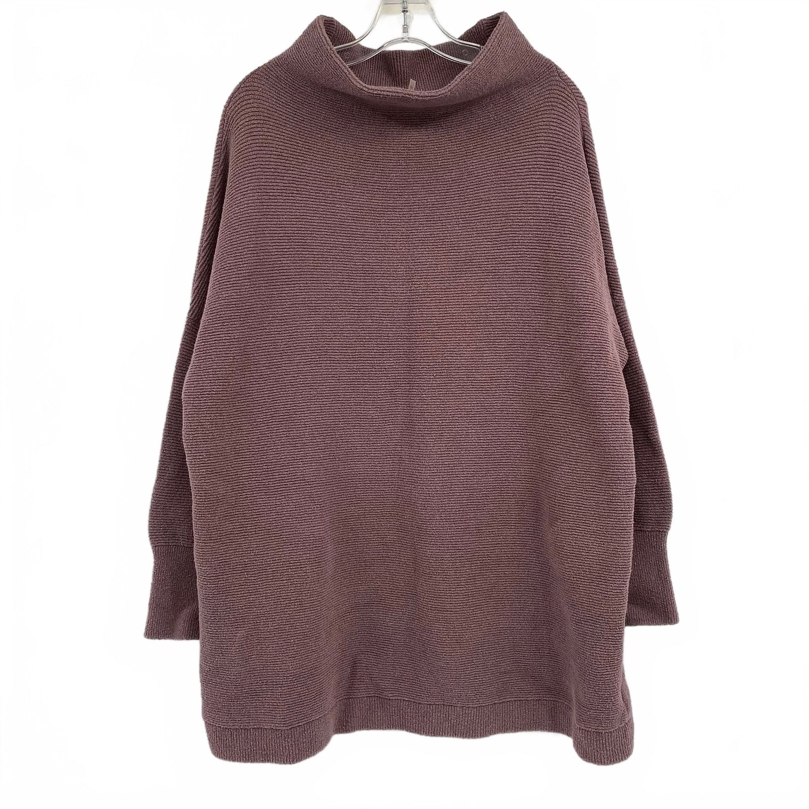 Free People Purple Funnel Neck Rib Knit Sweater