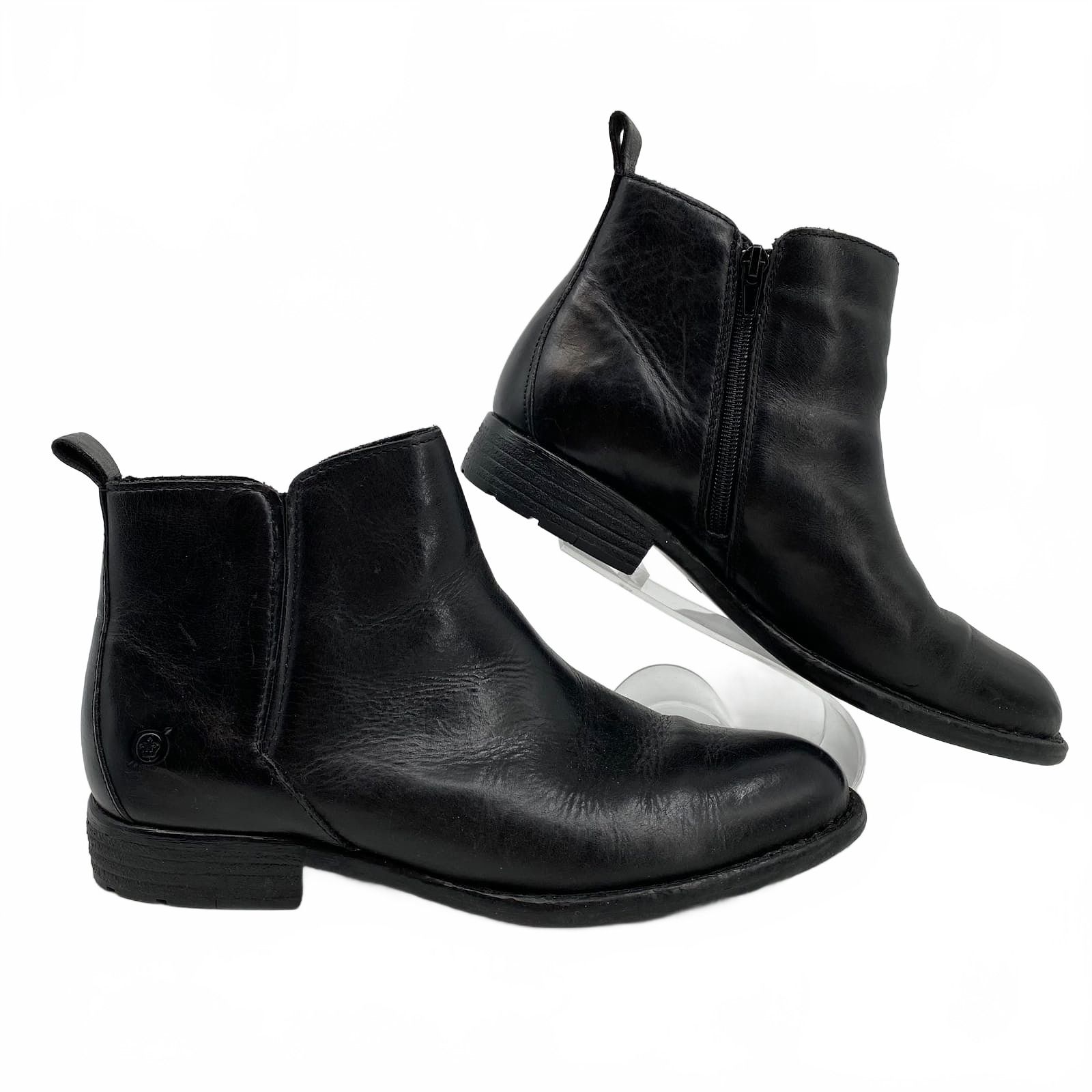 Born Black Crowley Side Zip Ankle Boots
