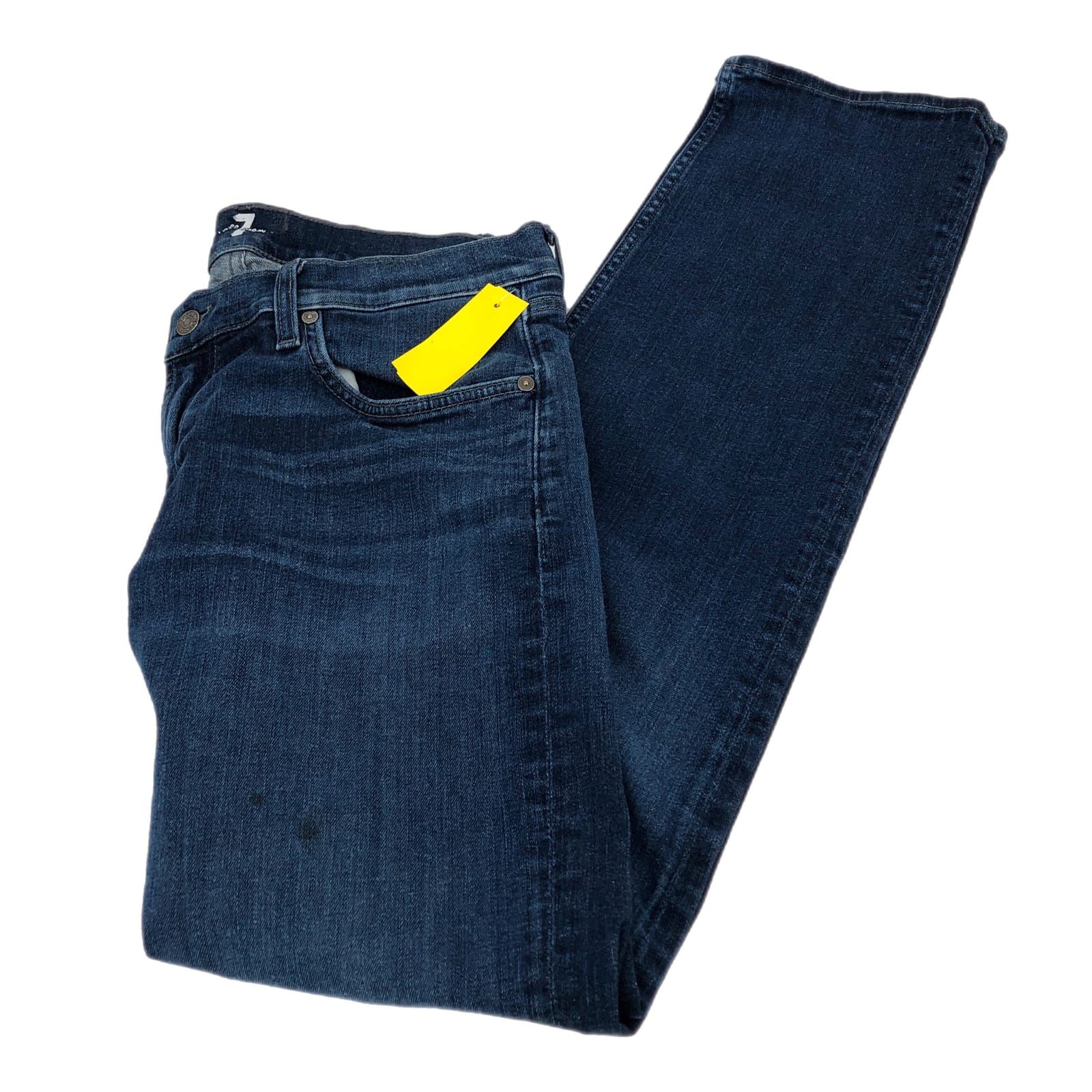 7 For All Mankind Blue Straight Leg Jeans Mid Rise 32in