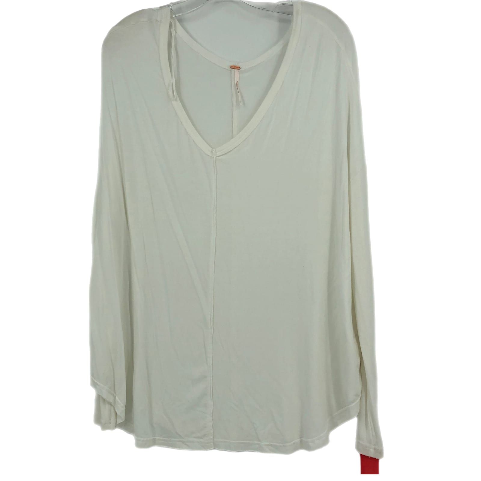 Free People Cream Classic V-Neck T-Shirt