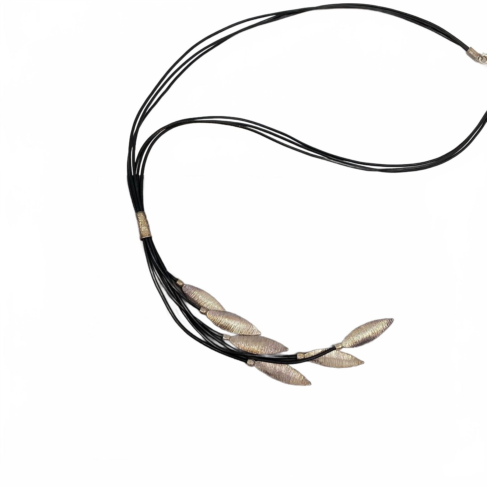 Silpada Black Silver Layered Leaf Necklace