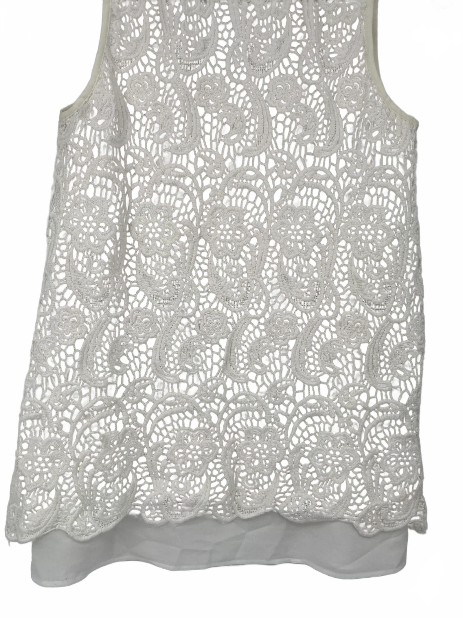 Unknown White Lace Overlay Tank OS