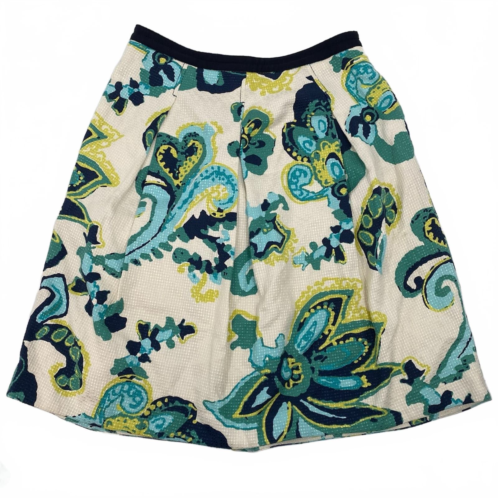 Tory Burch Cream Blue Paisley Mini Skirt