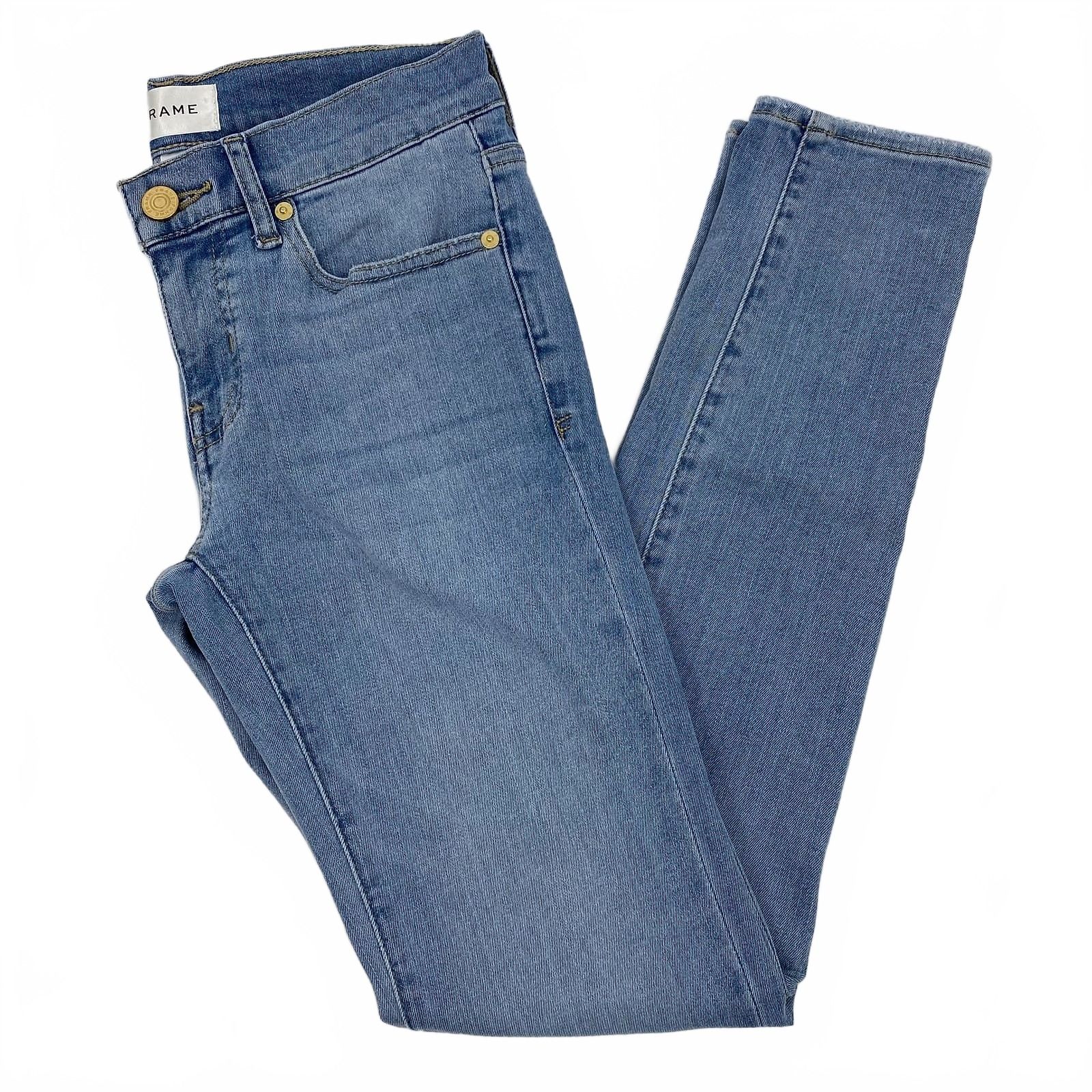 Frame Light Wash Skinny Jeans