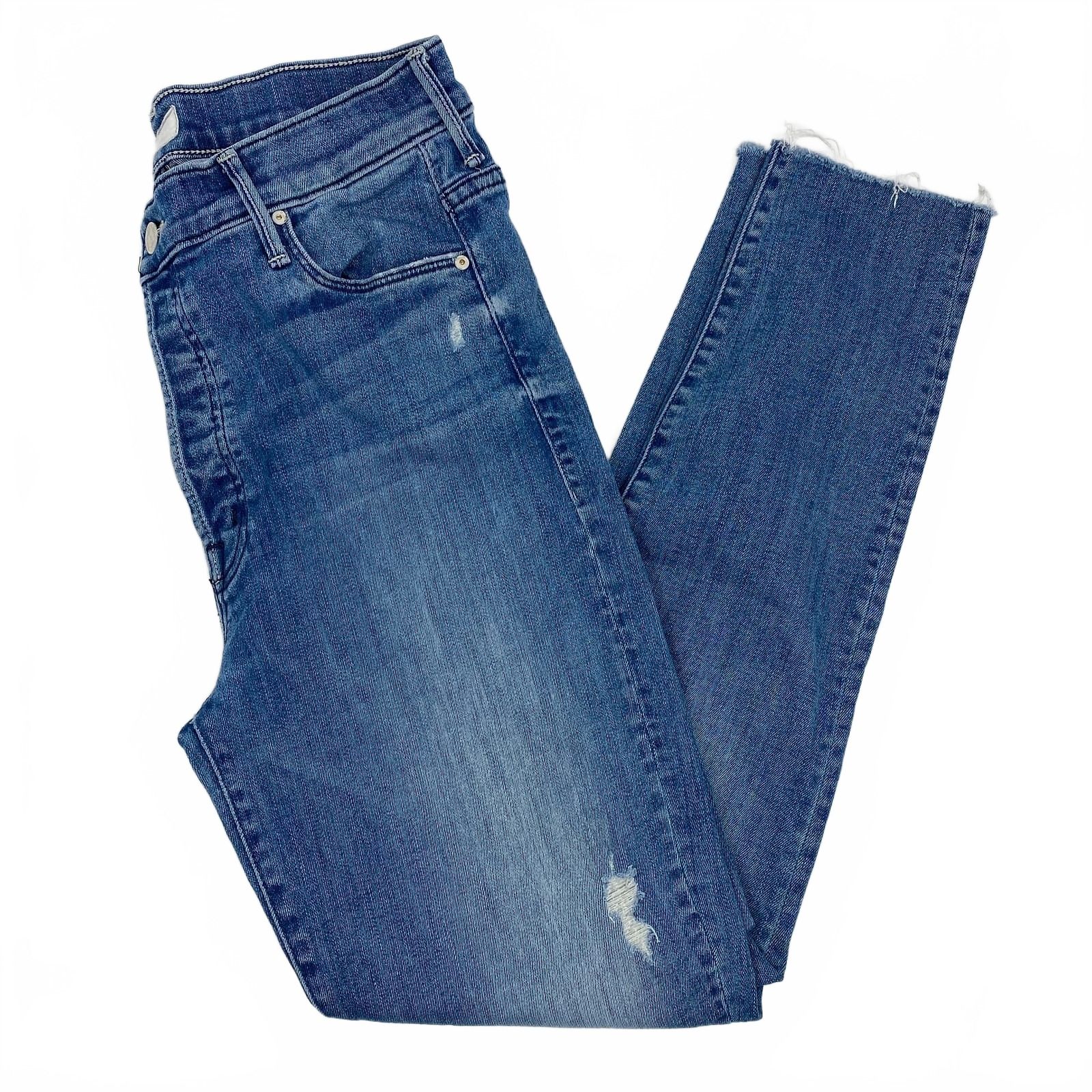 MOTHER Light Wash Stunner Ankle Fray Distressed Jeans