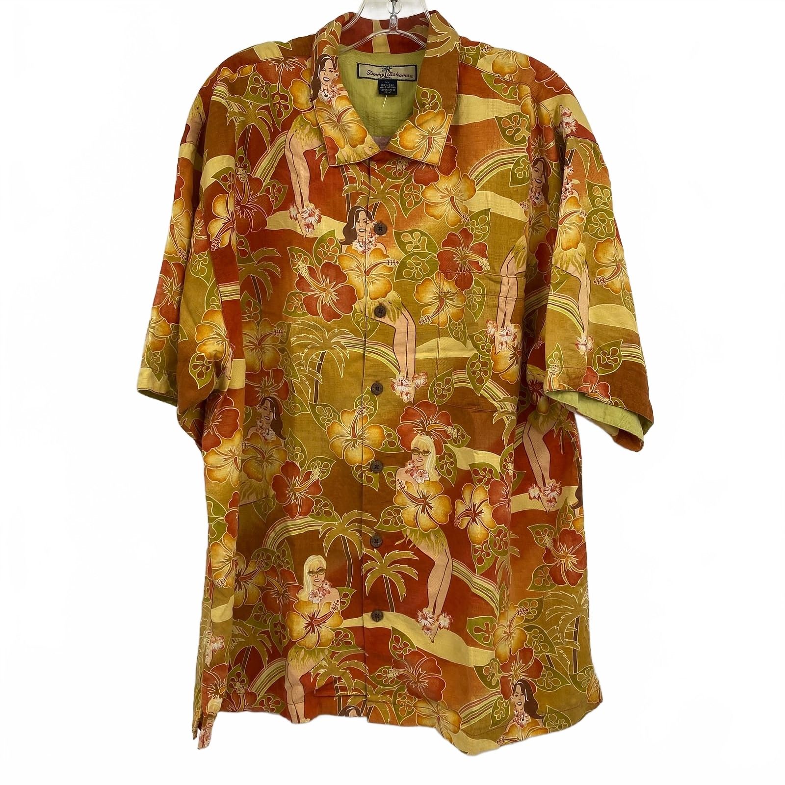 Tommy Bahama Orange Tropical Casual Button-Down Shirt