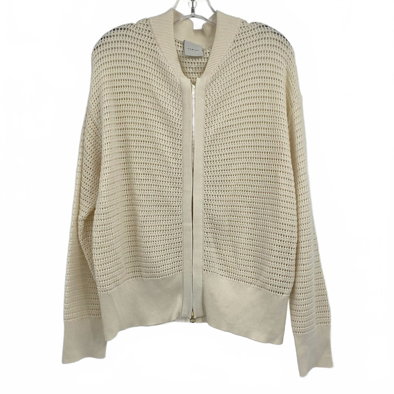 Varley Cream Knit Zip-Up Jacket