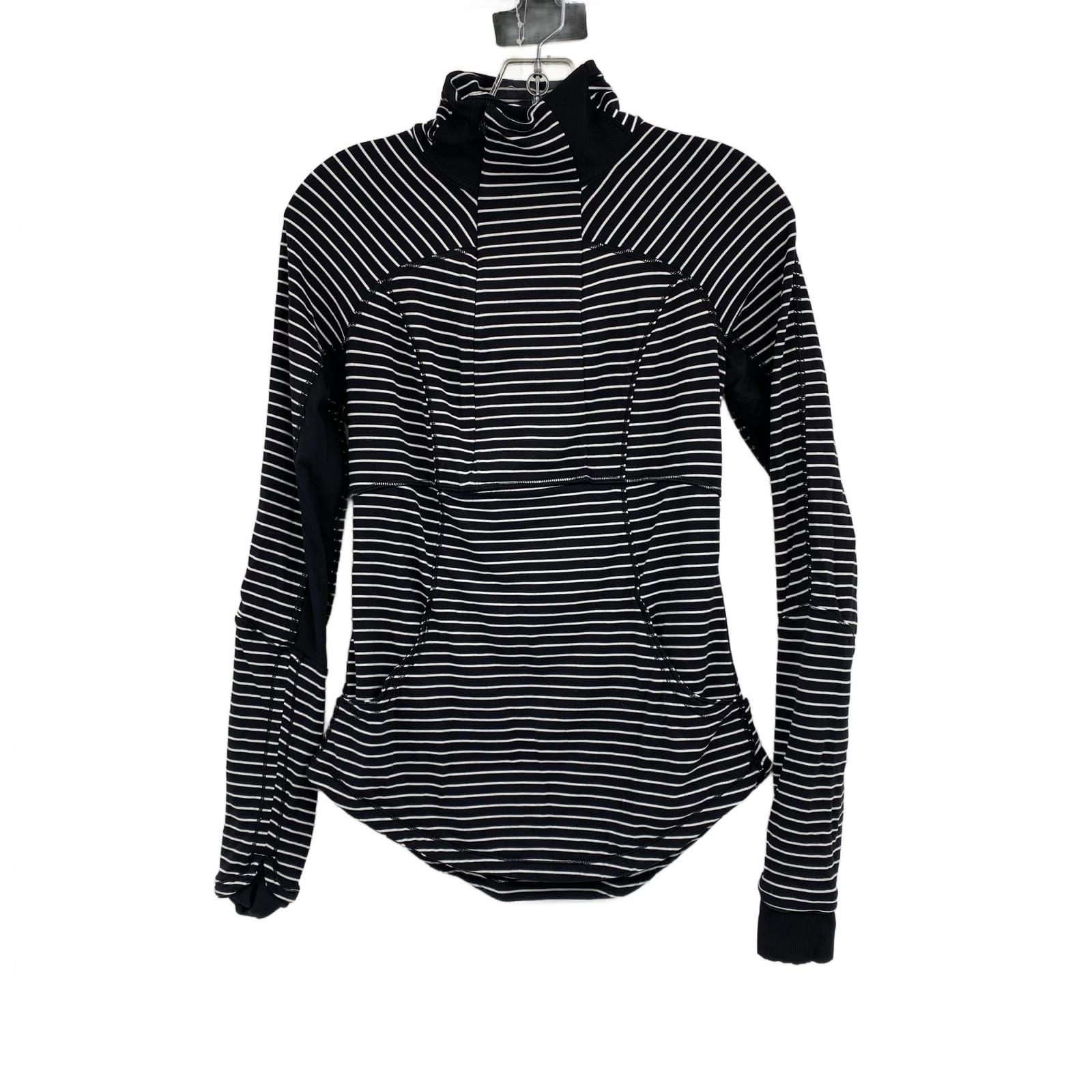 lululemon Black/White Stripe Quarter Zip Tee