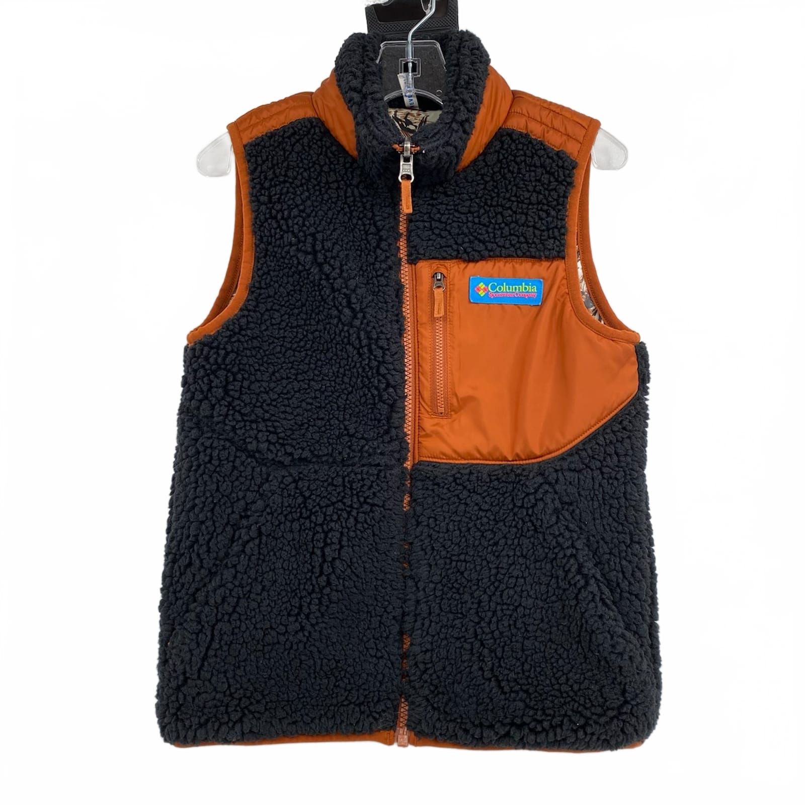 Columbia Black Brown Reversible Sherpa Vest
