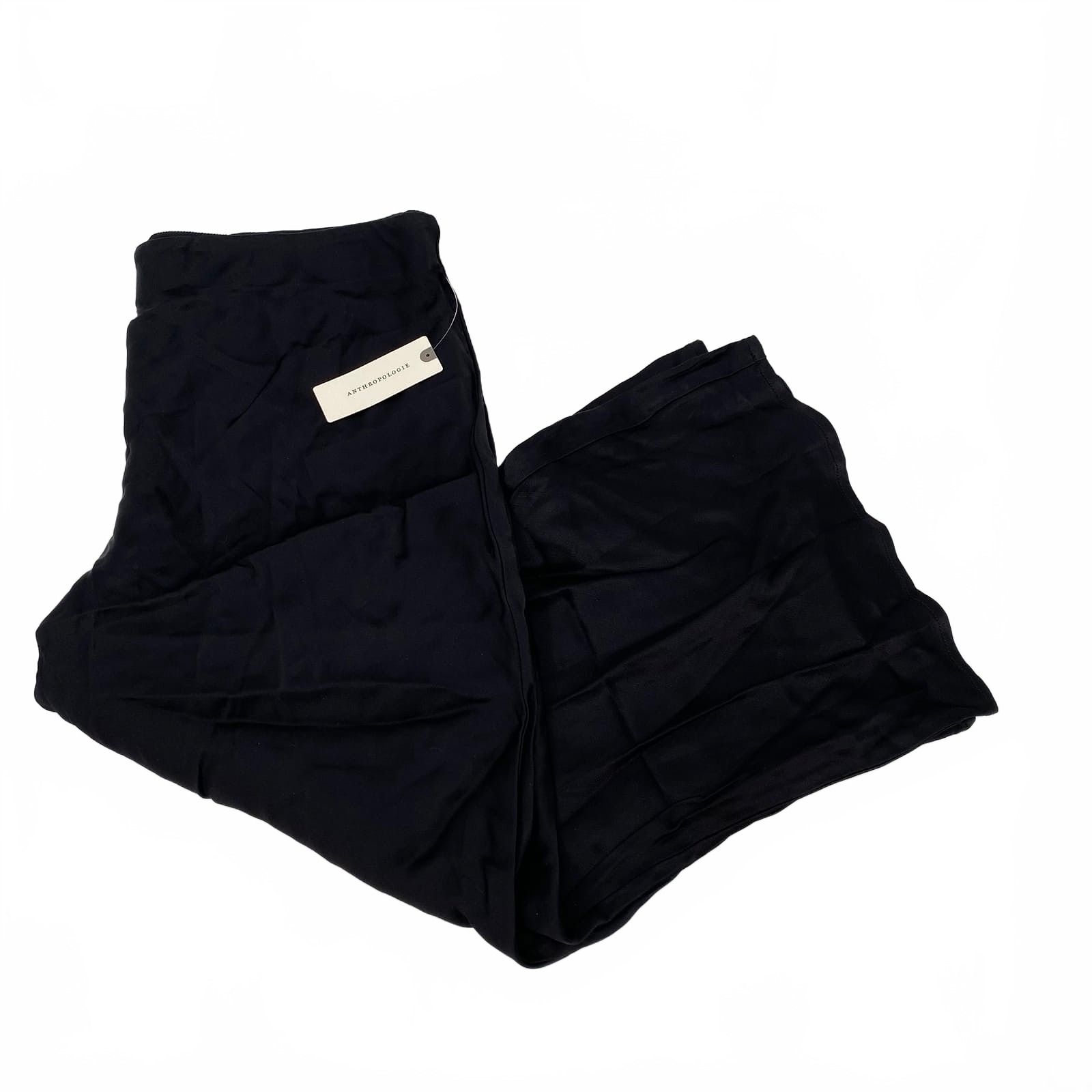 Anthropologie Black Satin Capri Pants