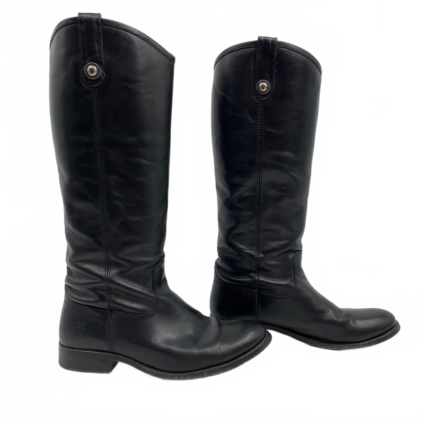 Frye Black Leather Melissa Riding Boots