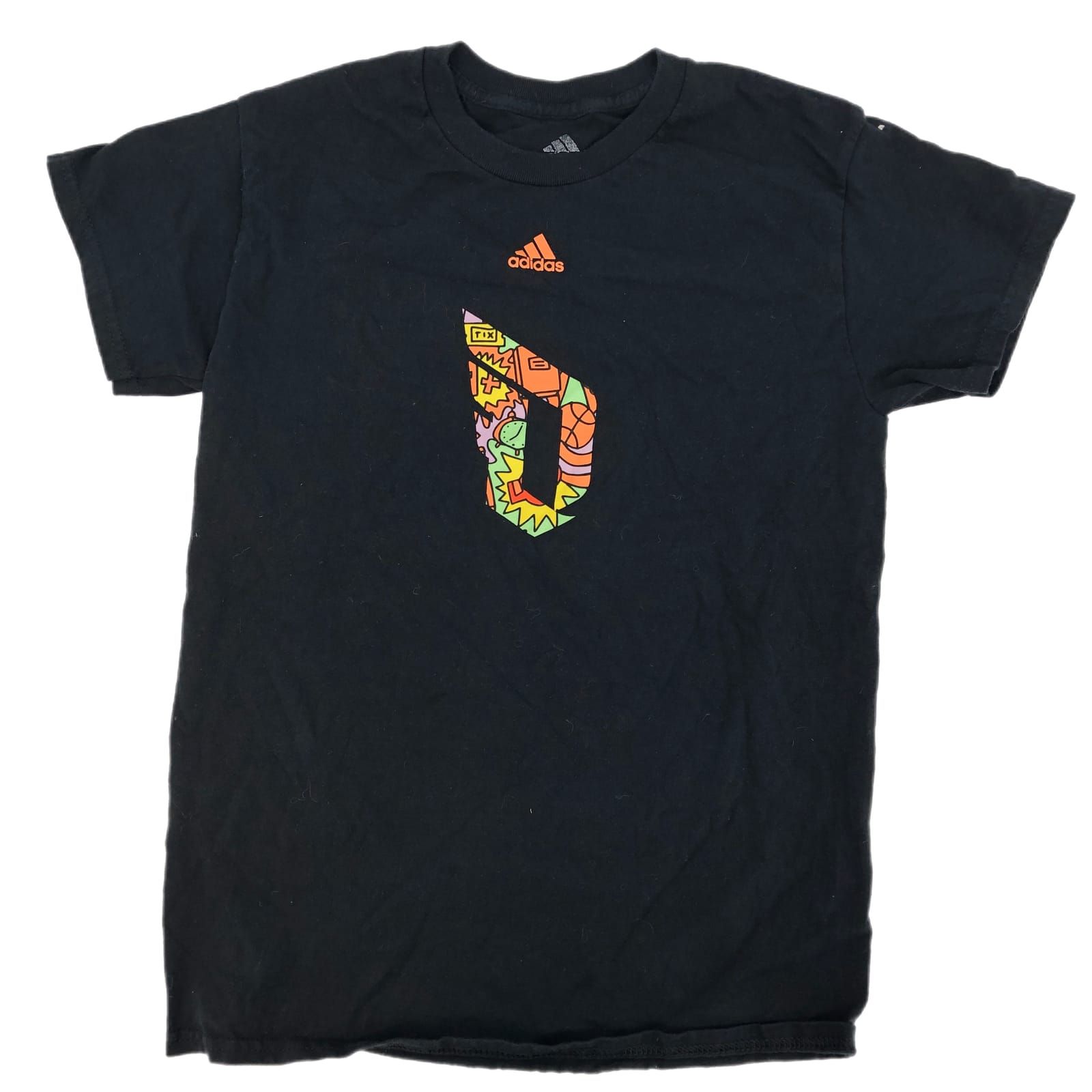 Men's adidas Black T-Shirt, Size S, Good Condition with Minor Flaws