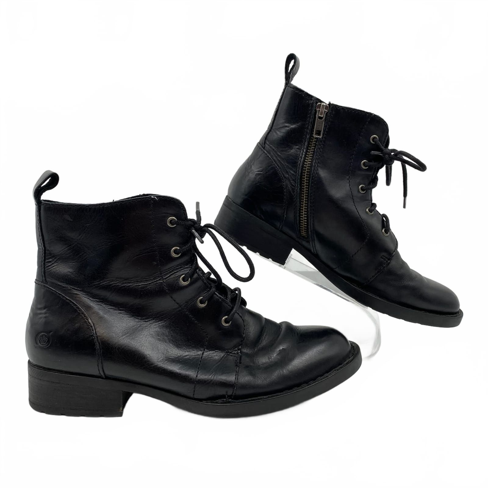 Born Black Leather Lace-Up Boots
