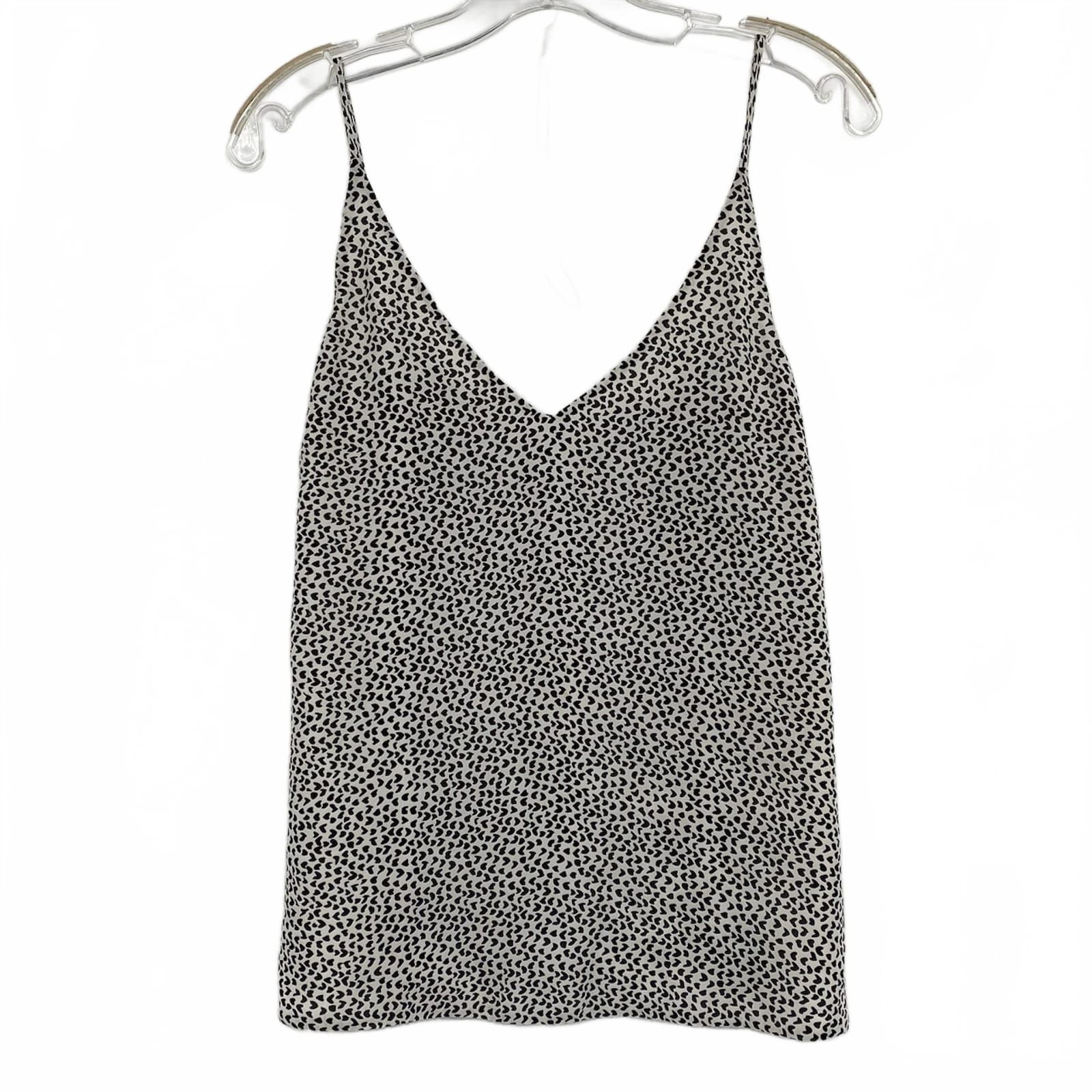 L’Agence White Black Heart Print Silk Tank