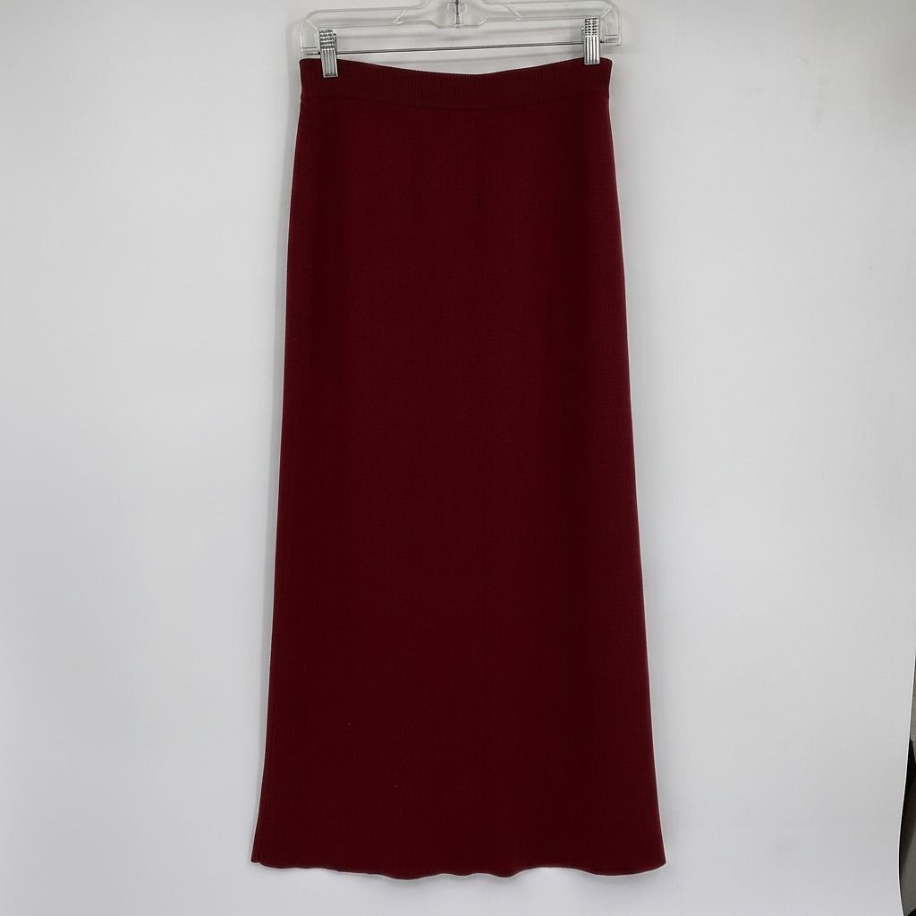 Eileen Fisher Red 100% Wool Midi A-Line Skirt