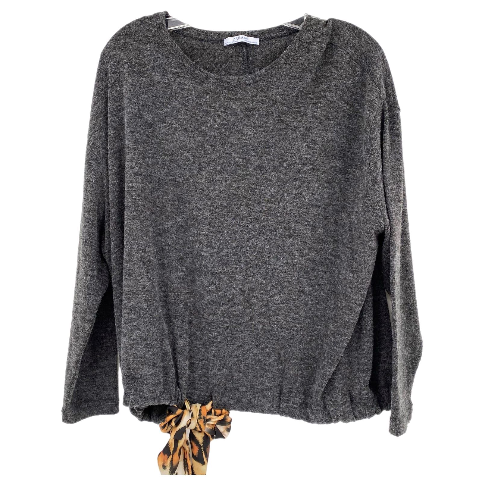 Zara Gray Basic Round Neck Sweater