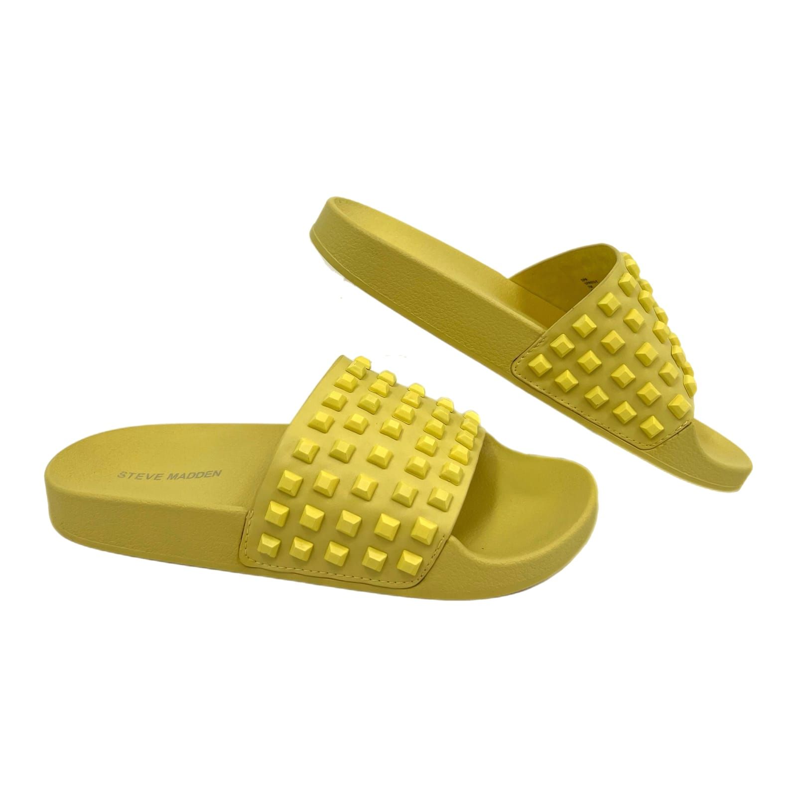 Steve Madden Yellow Studded Slide Sandals