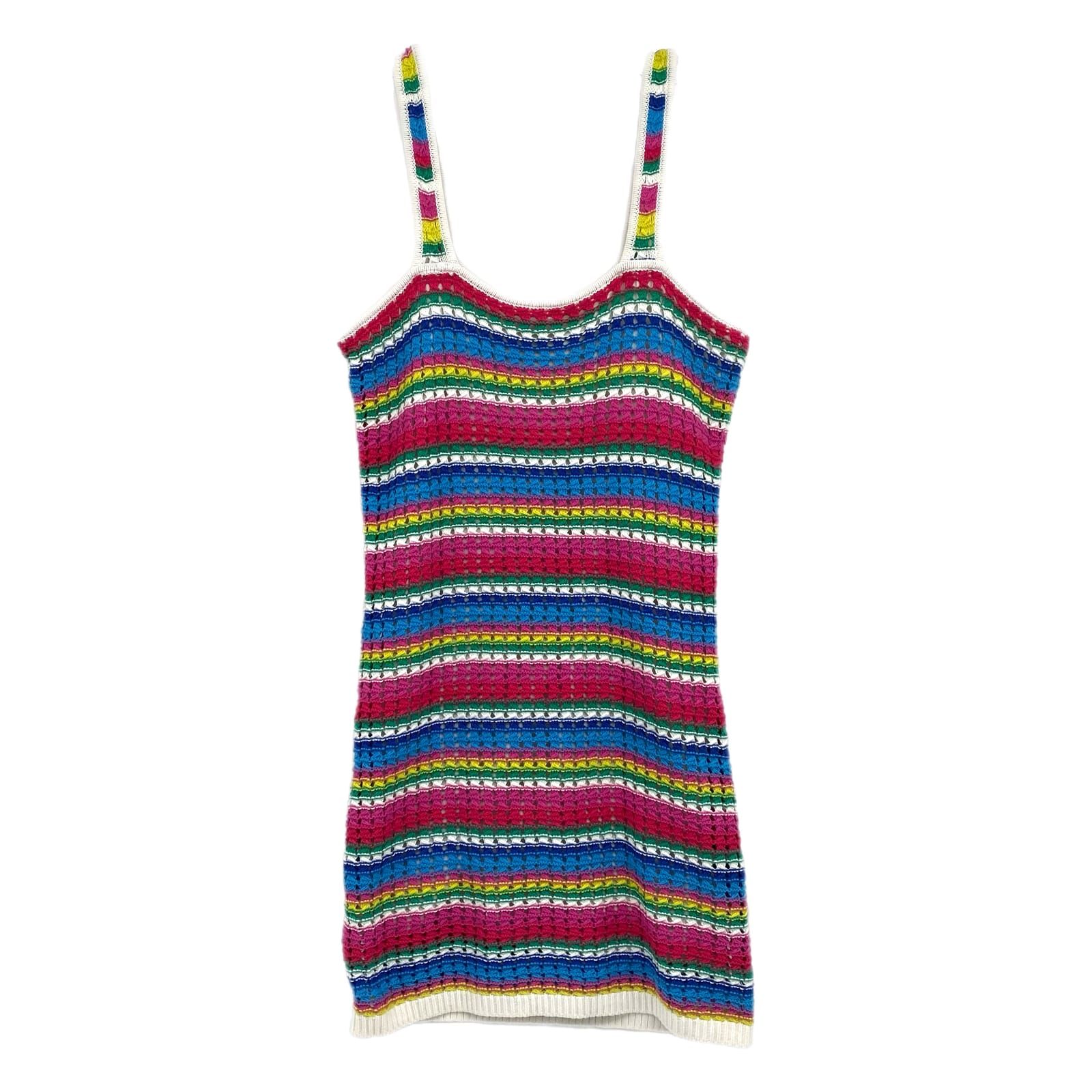 GAP Multicolor Striped Crochet Mini Dress