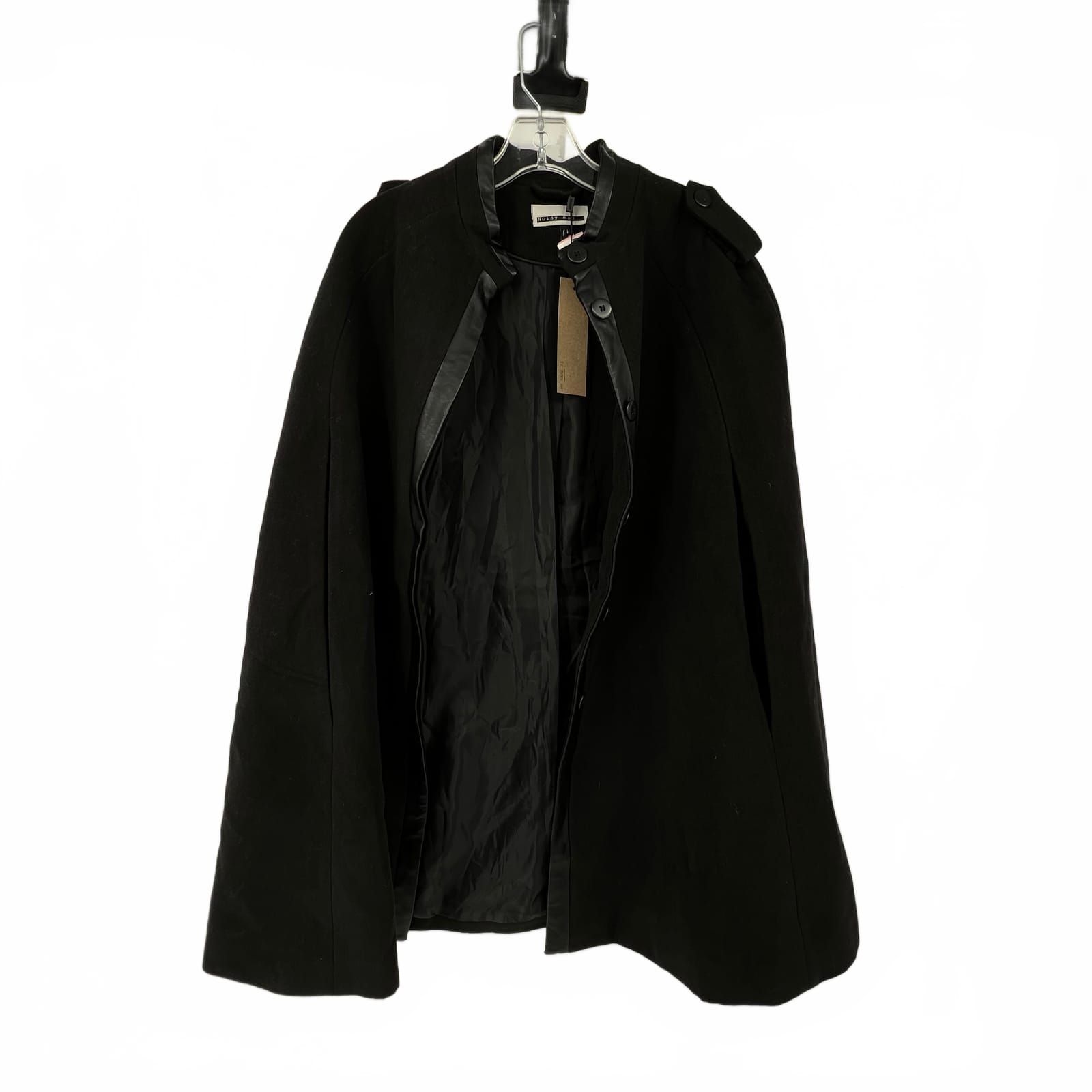 Noisy May Button Up Cape Black