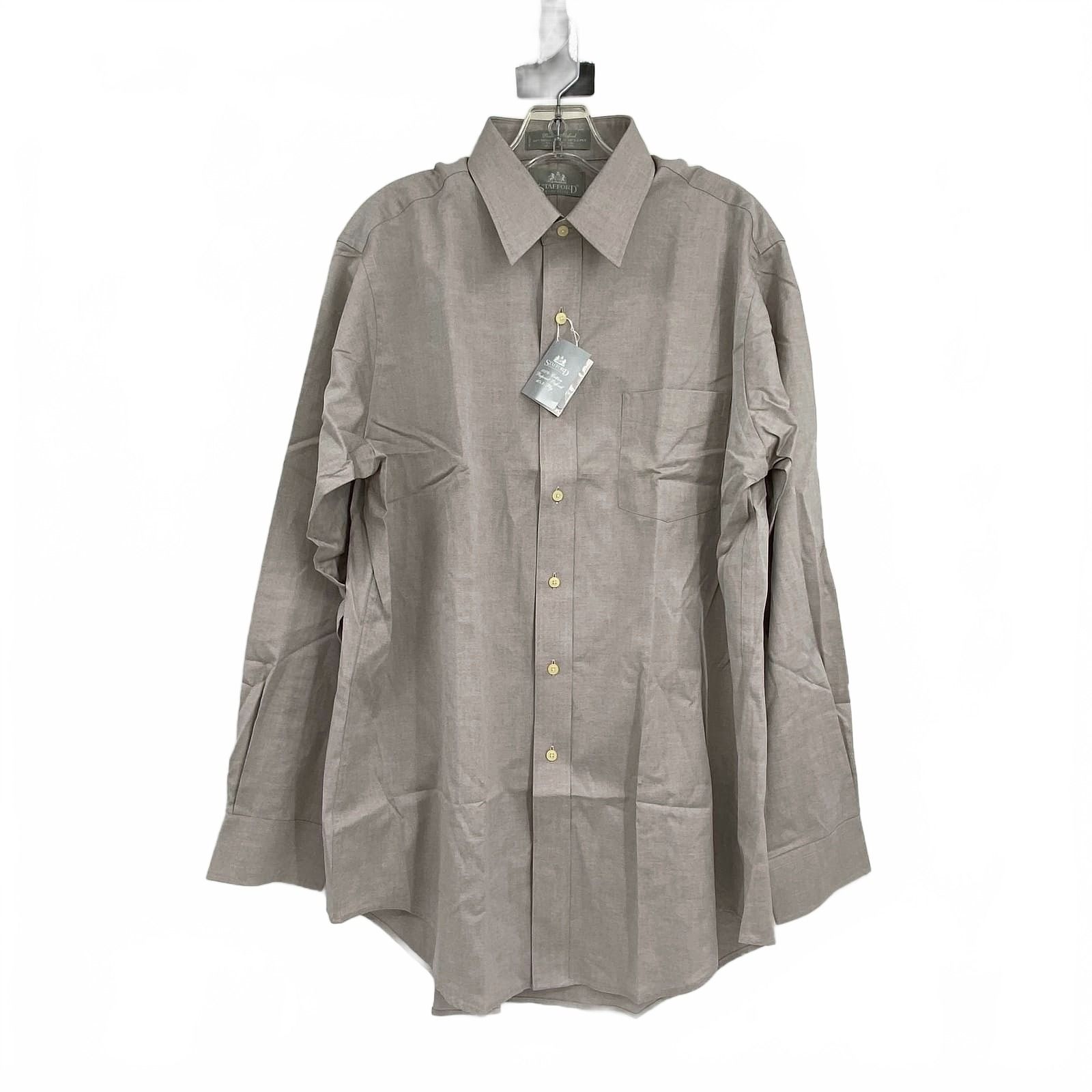 Stafford Brown Cotton Dress Shirt