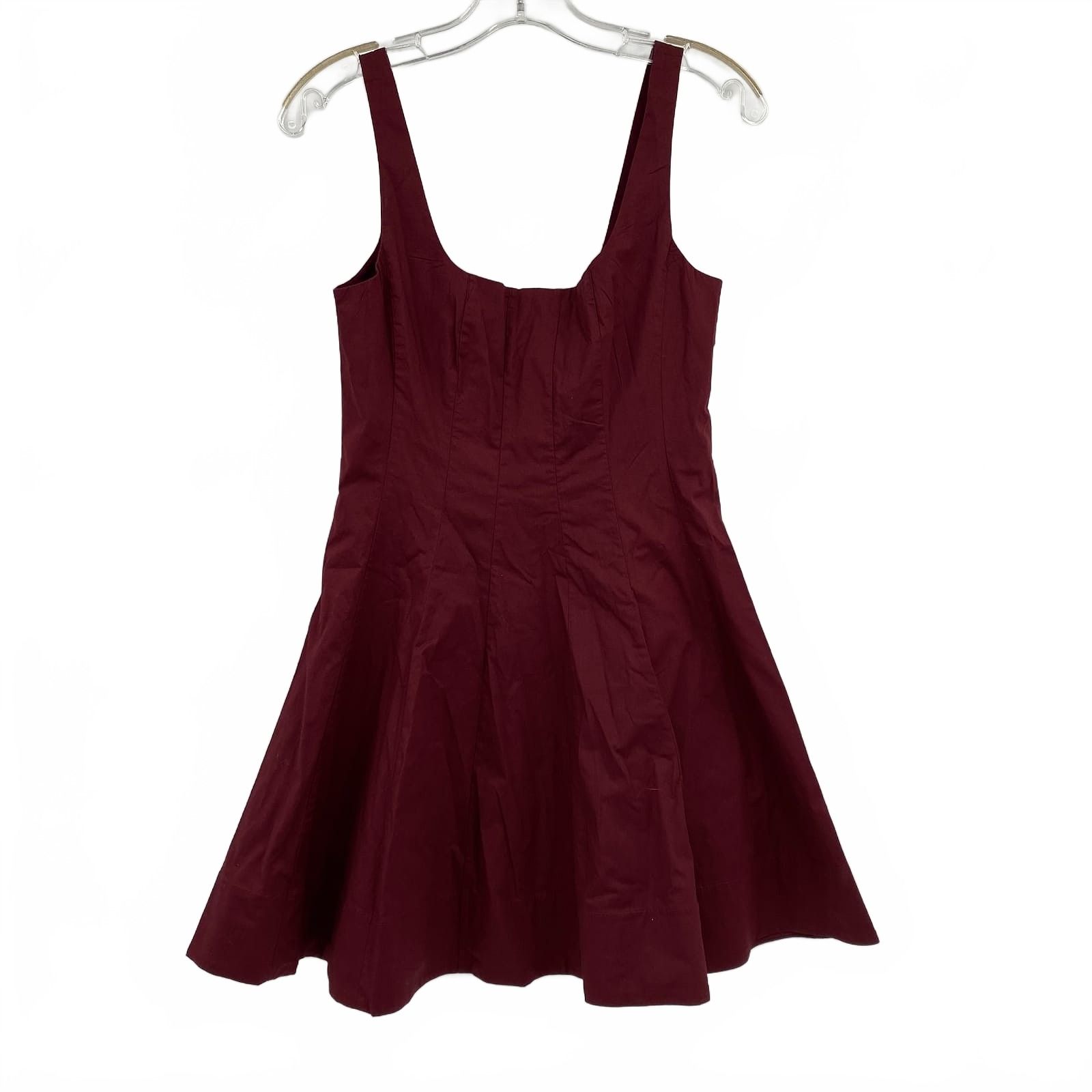 STAUD Burgundy Structured Sleeveless Mini Dress