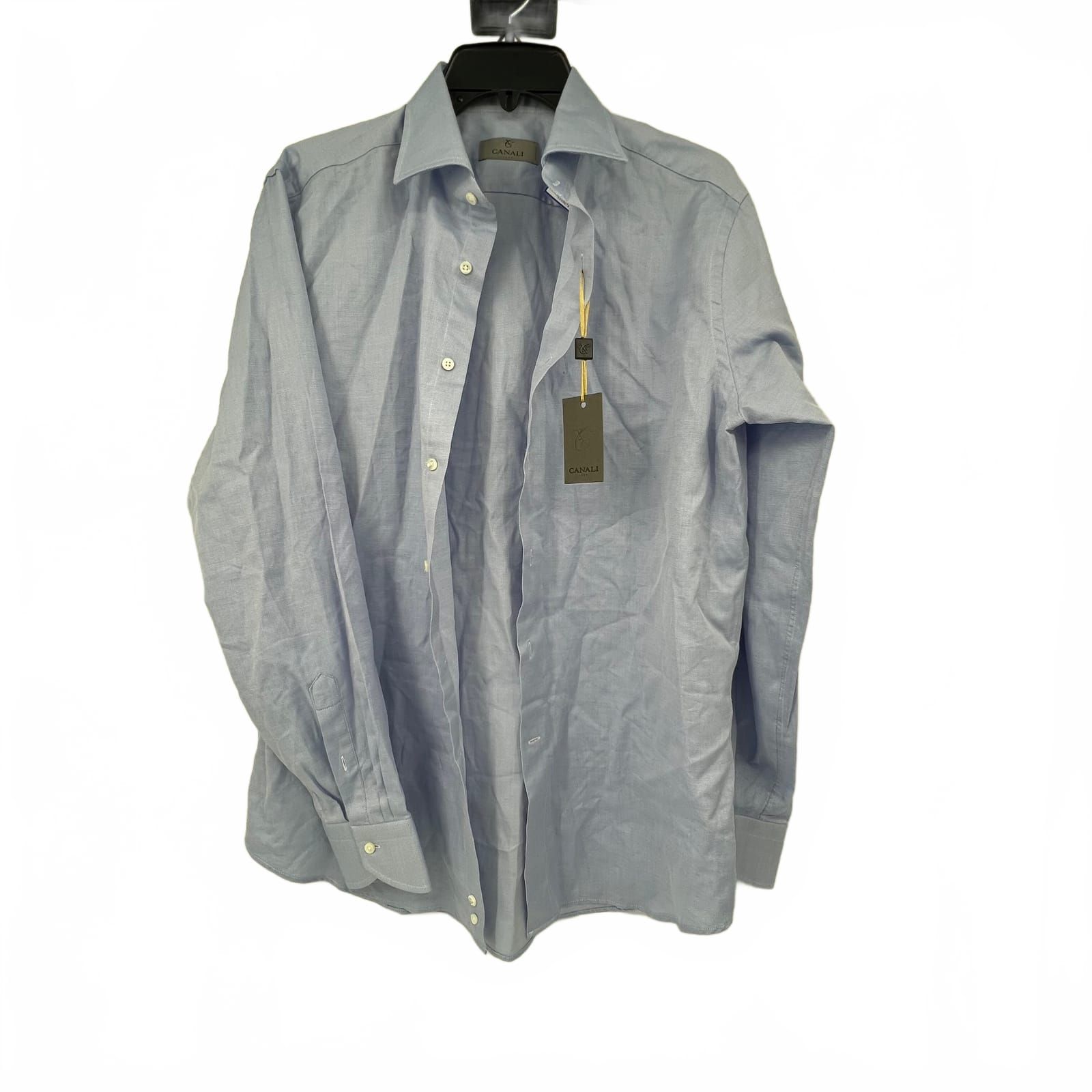 Canali Blue Dress Shirt Button Up