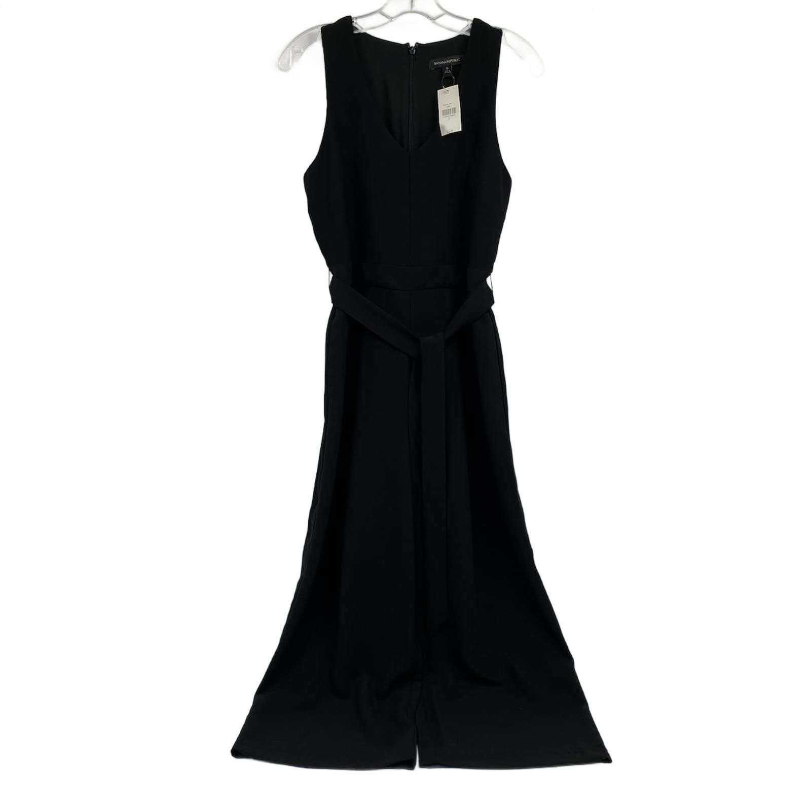 Banana Republic Black Sleeveless Cropped Wide Leg Jumpsuit