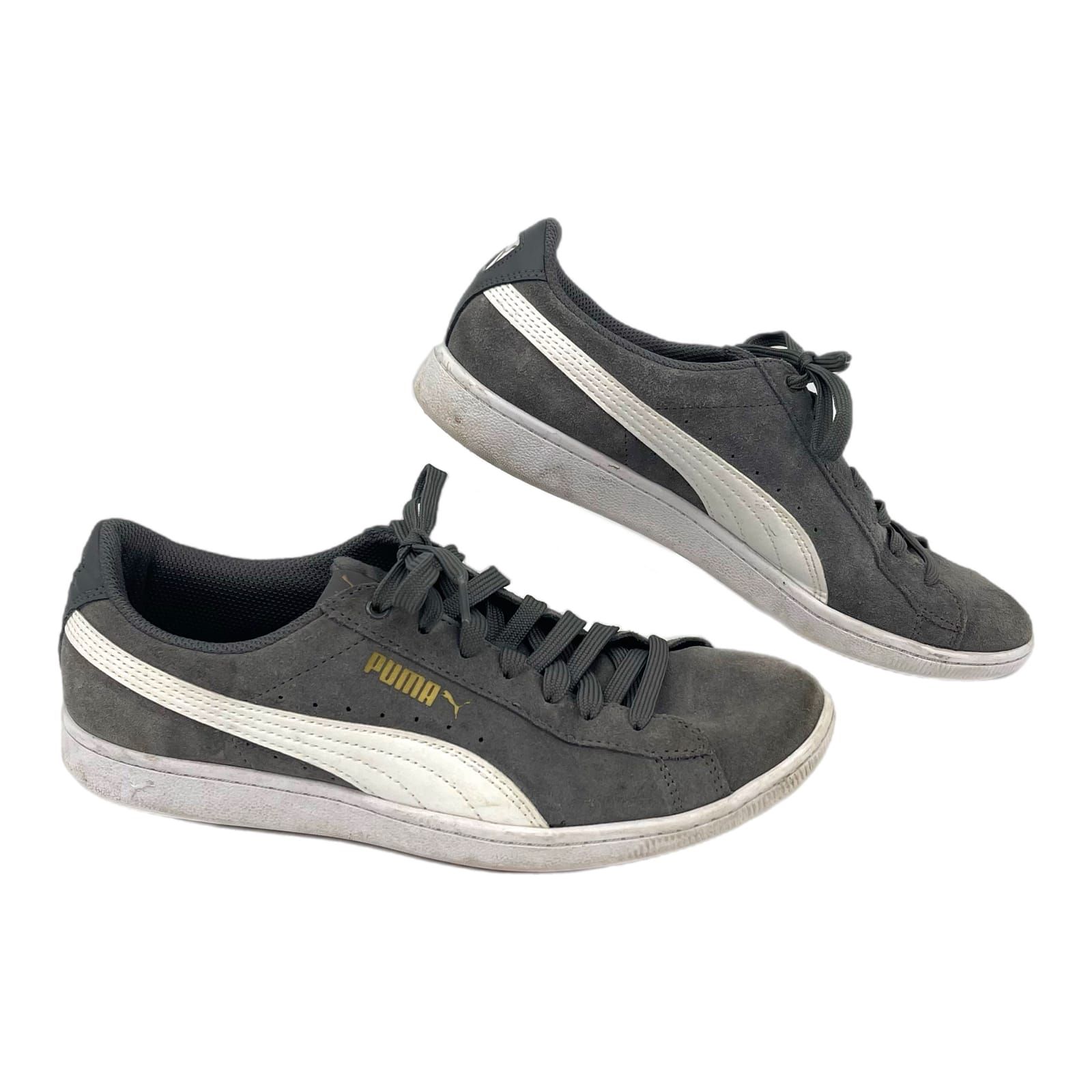 Puma Gray White Suede Athletic Sneakers