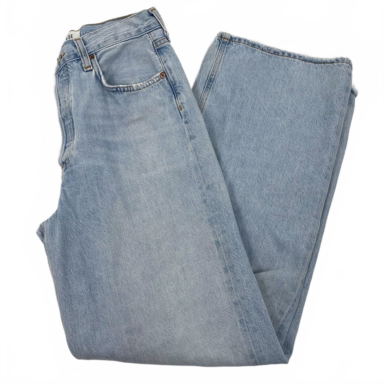 Agolde Blue Light Wash Baggy Wide Leg Jeans