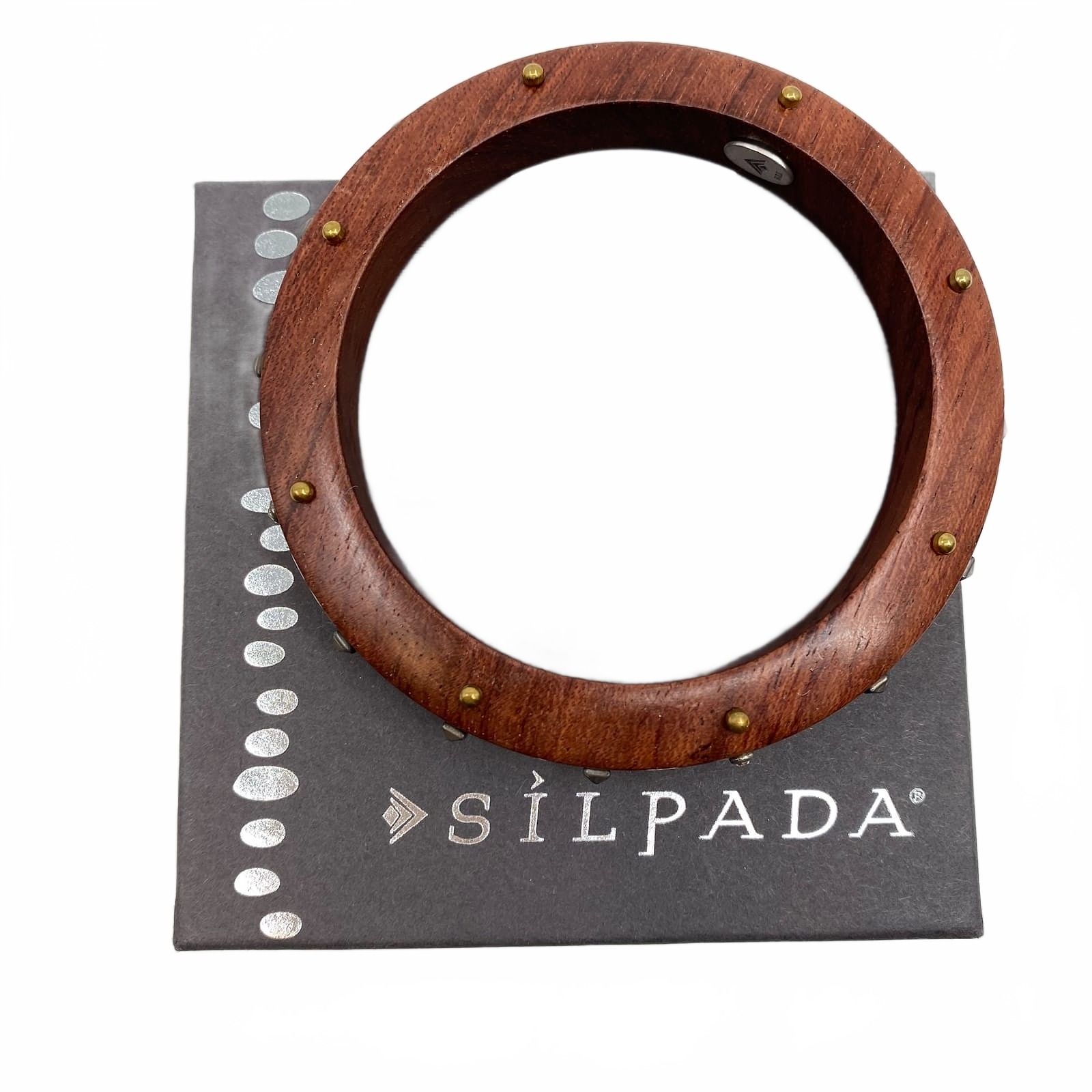 Silpada Brown Wood Studded Bangle Bracelet