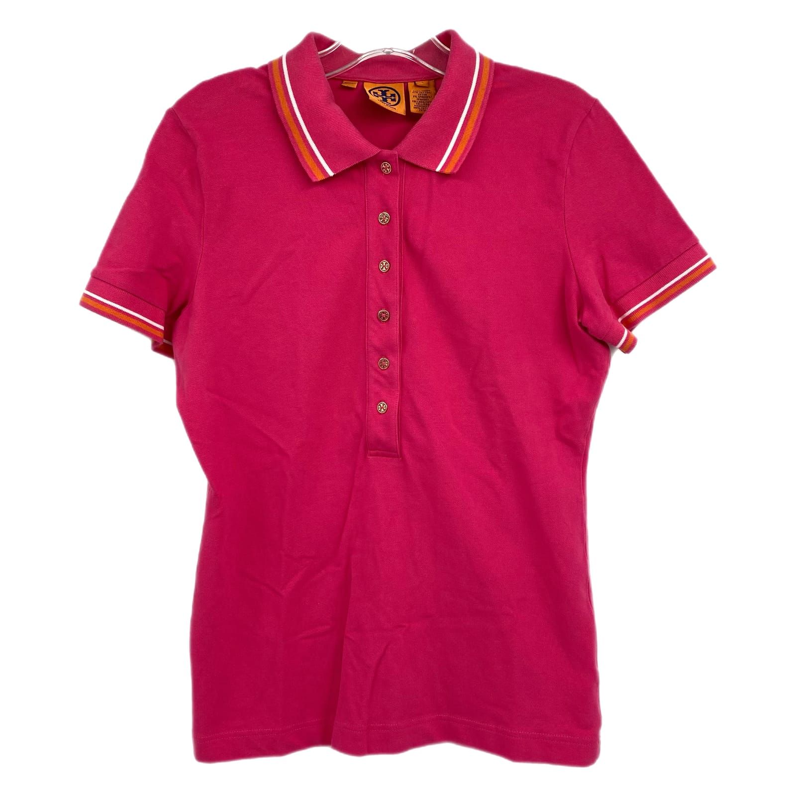 Tory Burch Pink Orange Short Sleeve Polo