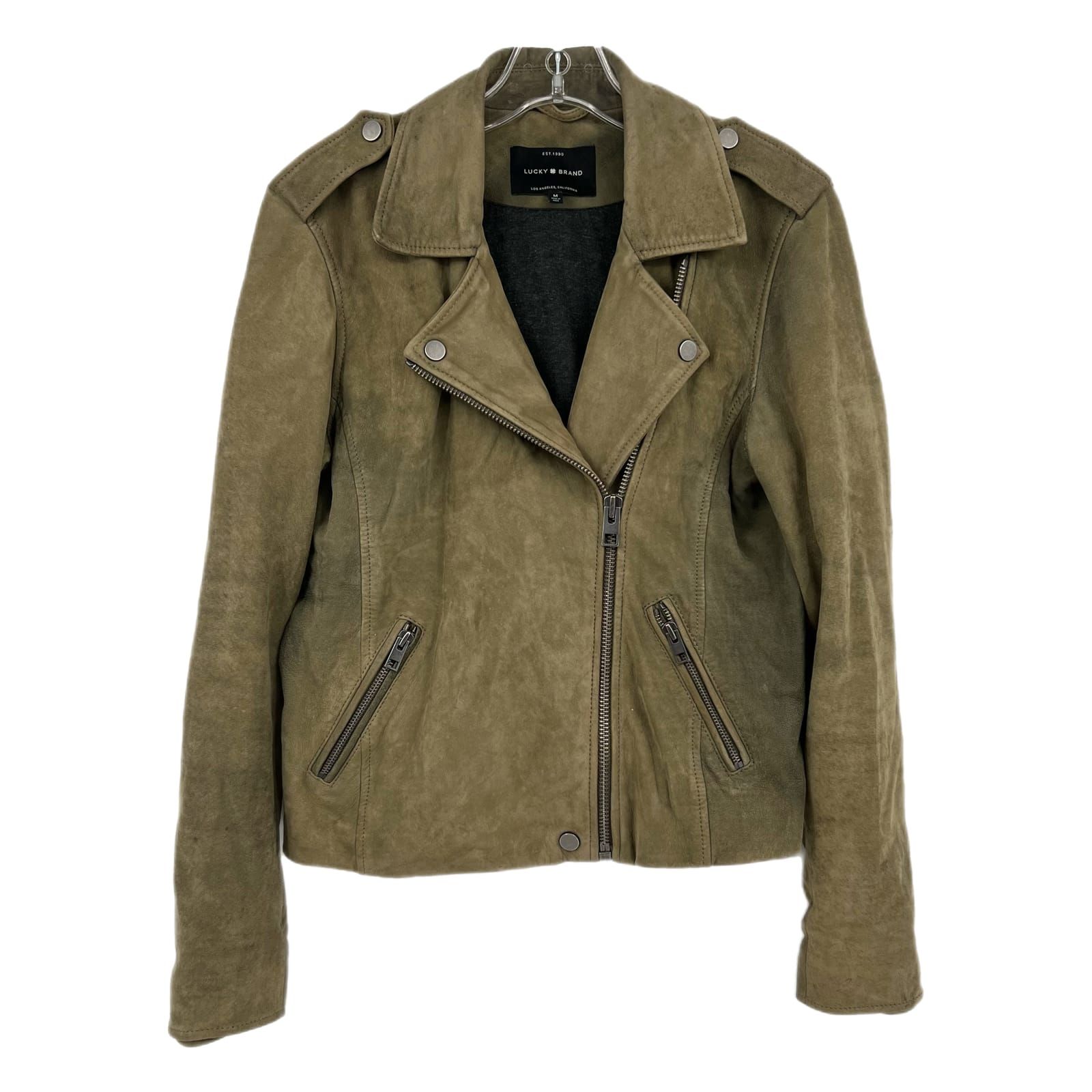 Lucky Brand Green Zip Leather Jacket