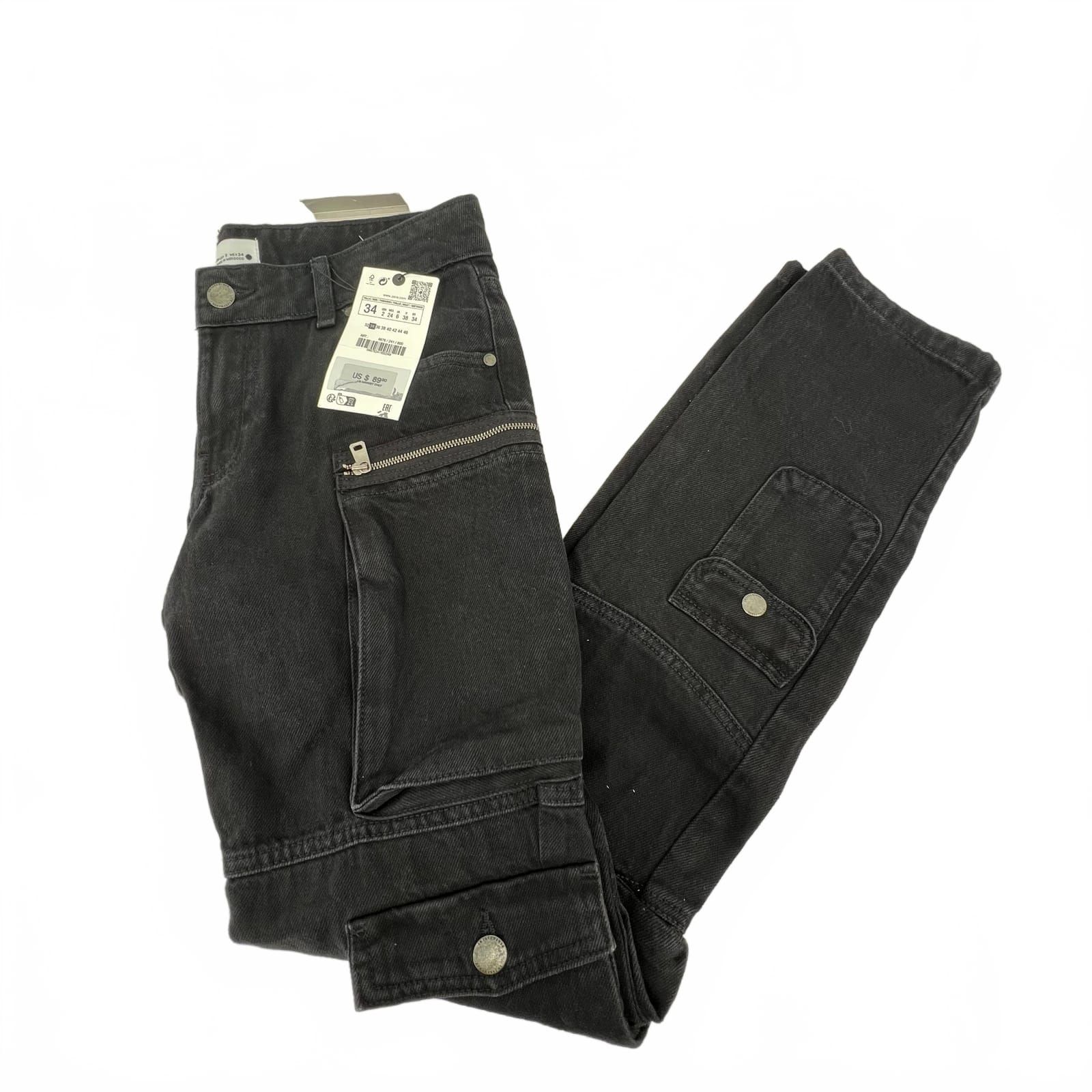 Zara Black Cotton Cargo Pants