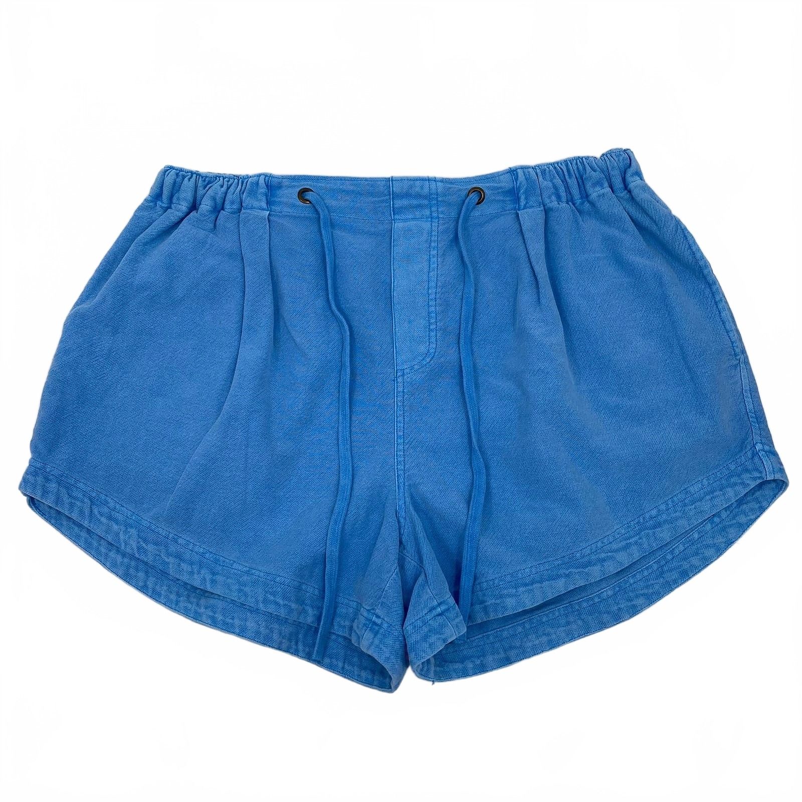 Free People Blue High Waist Shorts Pleated Drawstring