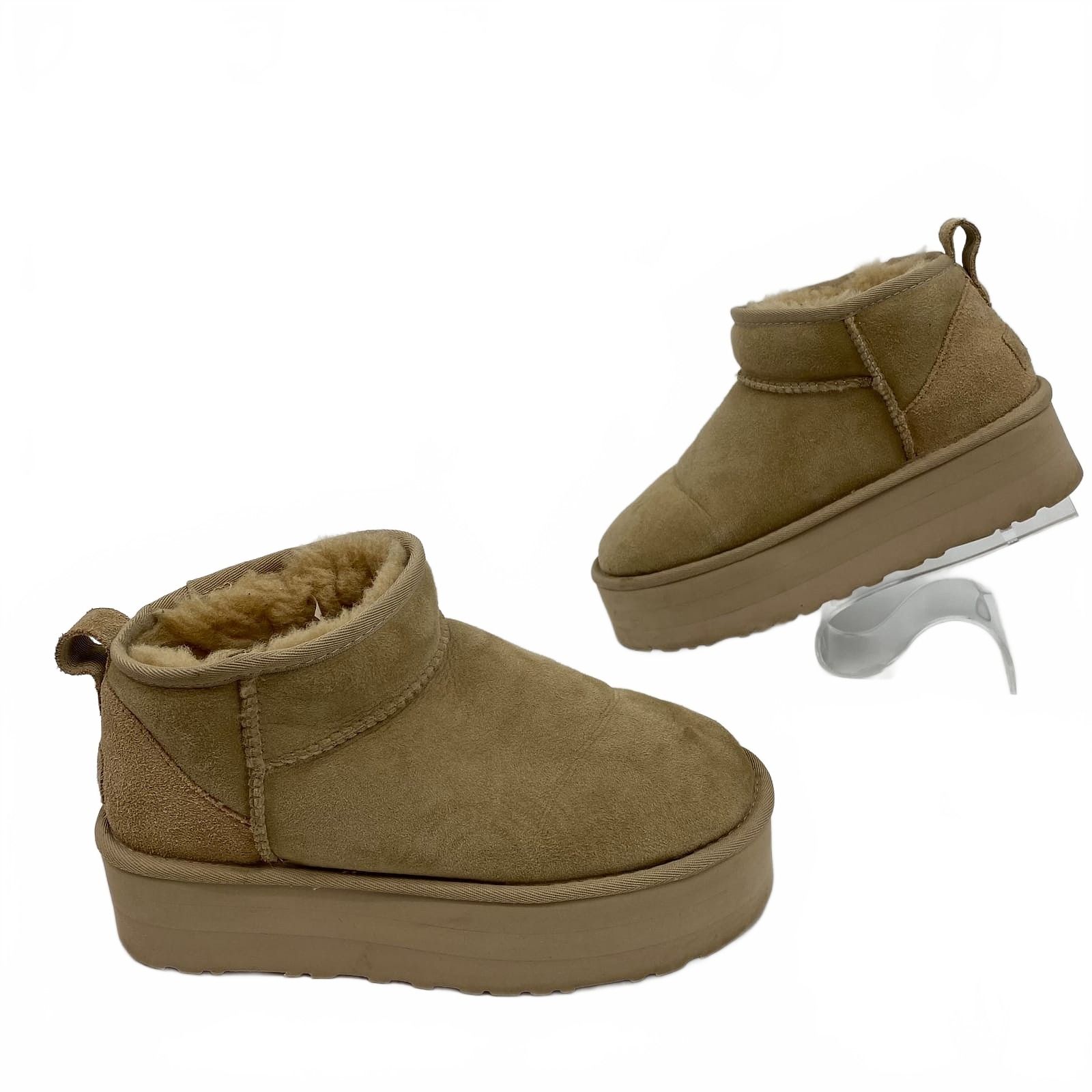 UGG Tan Platform Ankle Boots