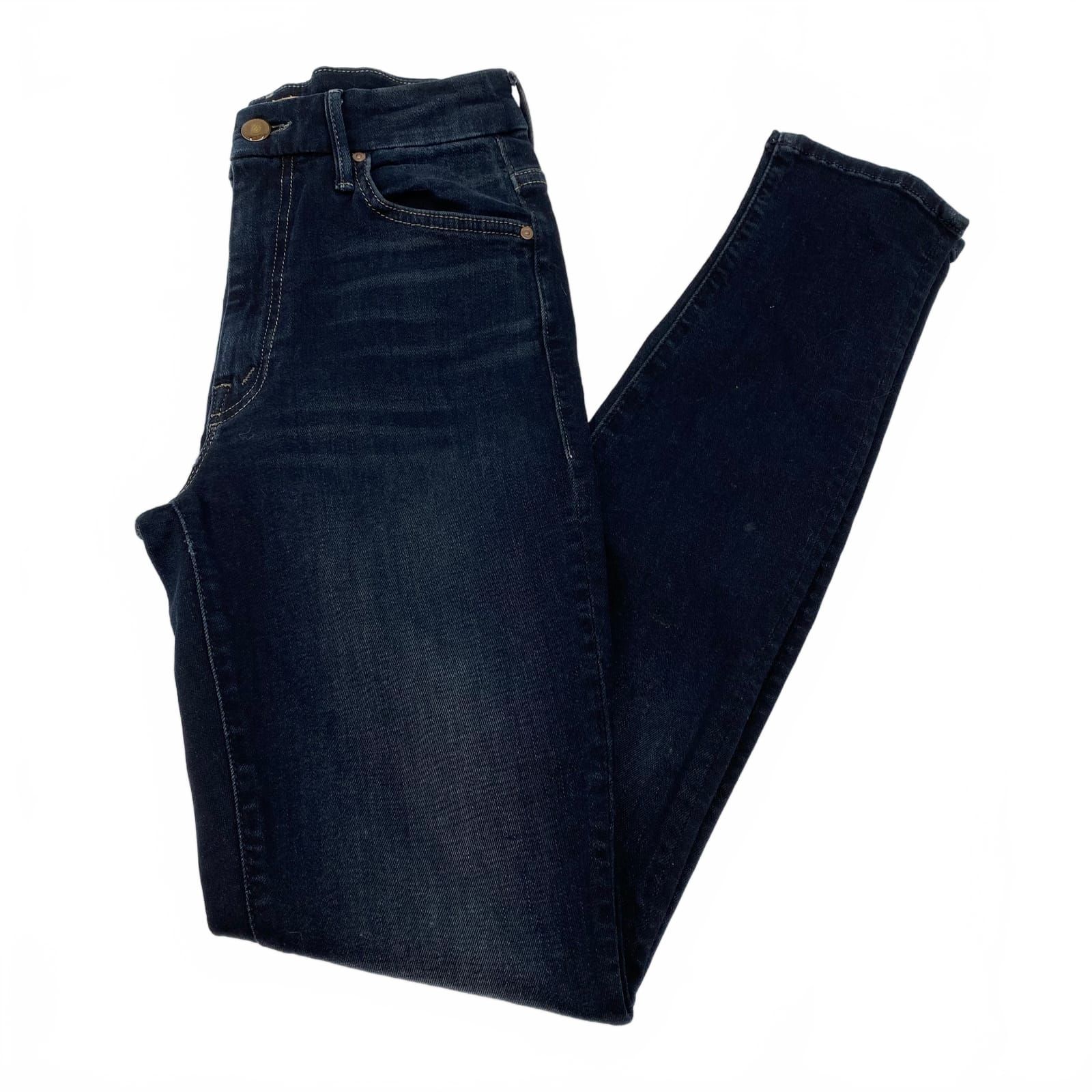 MOTHER Blue Cotton Blend Skinny High Rise Jeans