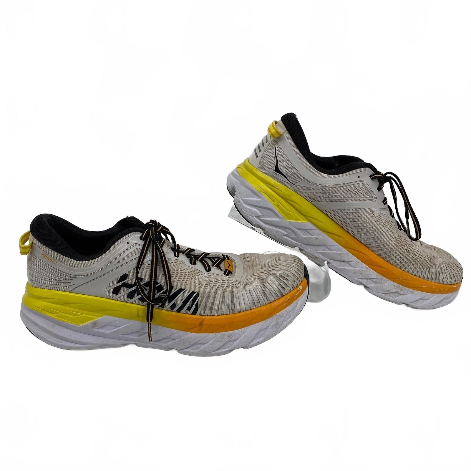 Hoka Gray Yellow Bondi 7 Sneakers