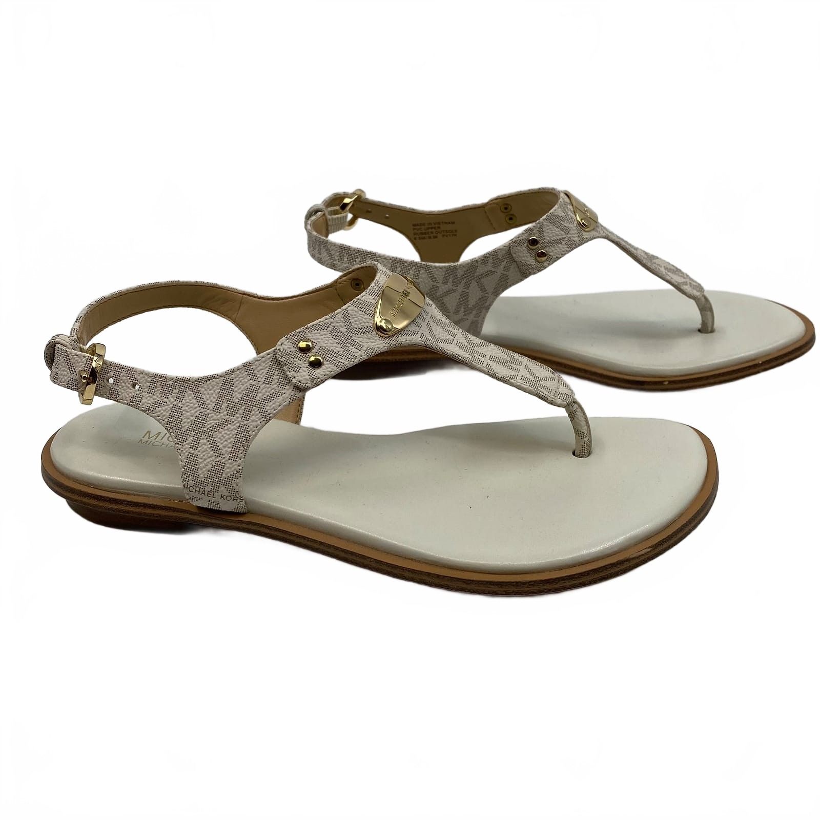 Michael Kors Beige Gold Thong Sandals with